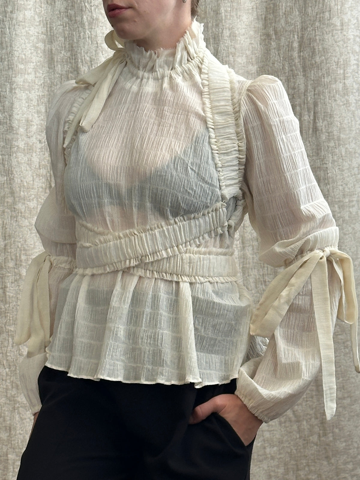 FW '26: Ruched Crossover Harness in Ivory Cotton (Pre-Order)