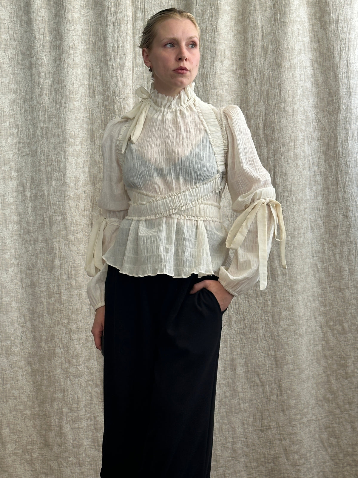 FW '26: Ruched Crossover Harness in Ivory Cotton (Pre-Order)