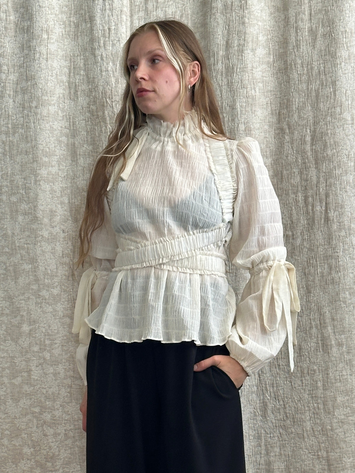 FW '26: Ruched Crossover Harness in Ivory Cotton (Pre-Order)