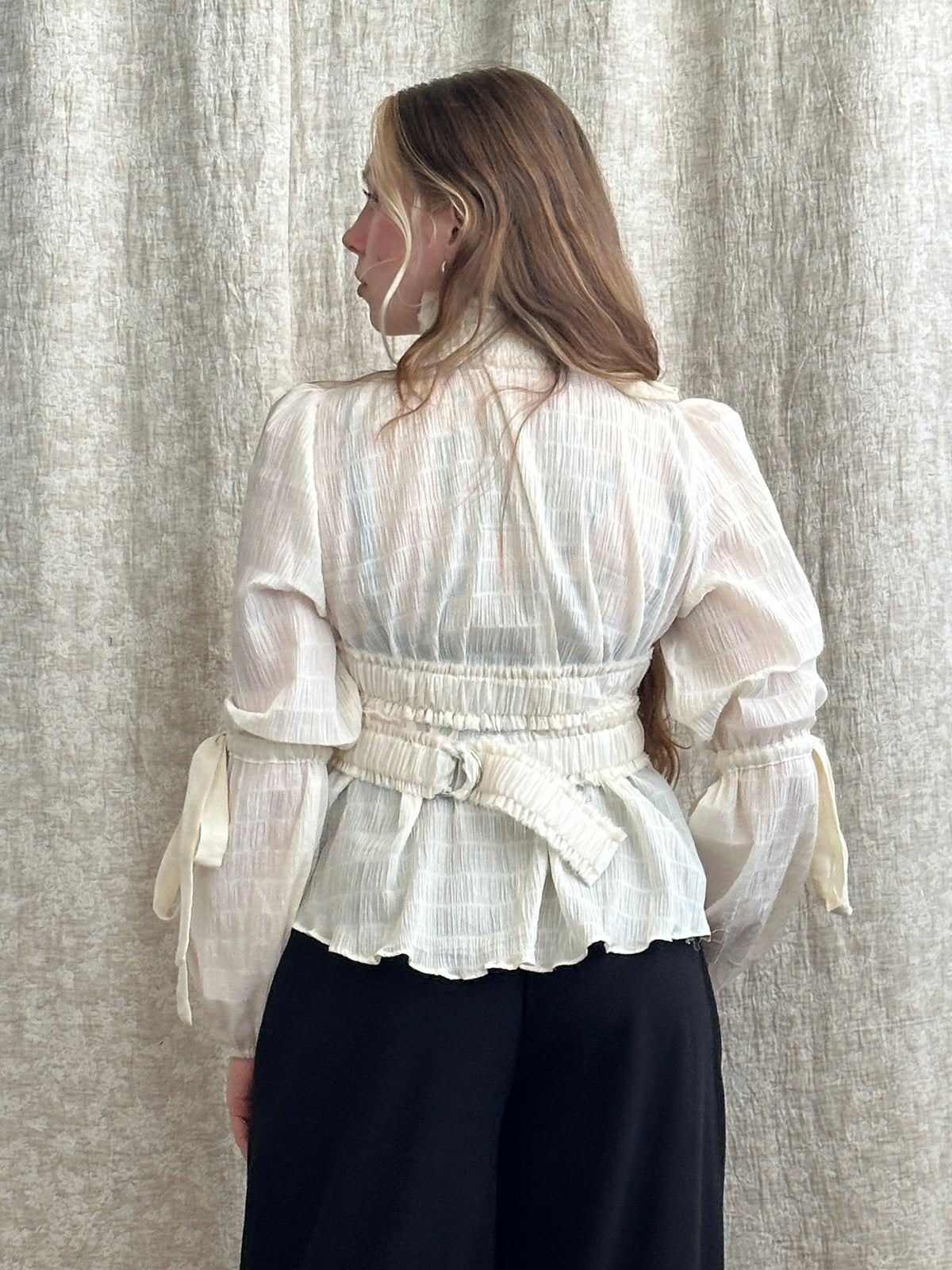 FW '26: Ruched Crossover Harness in Ivory Cotton (Pre-Order)