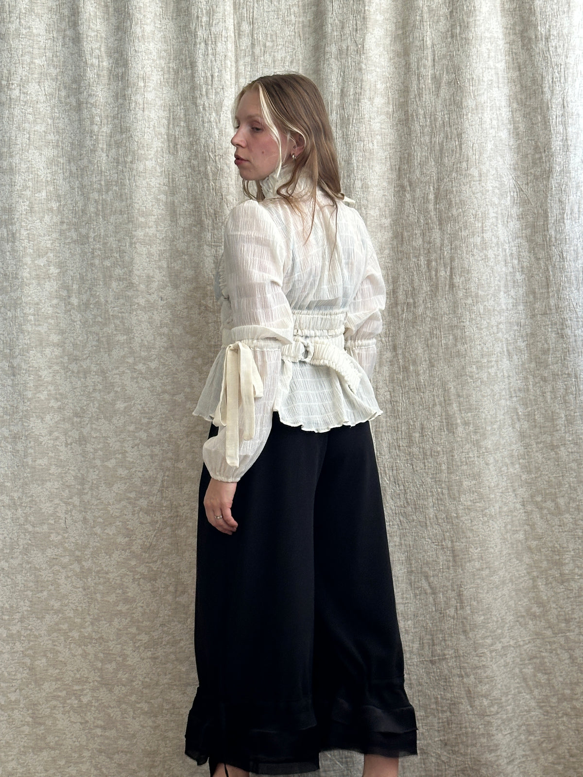 FW '26: Ruched Crossover Harness in Ivory Cotton (Pre-Order)