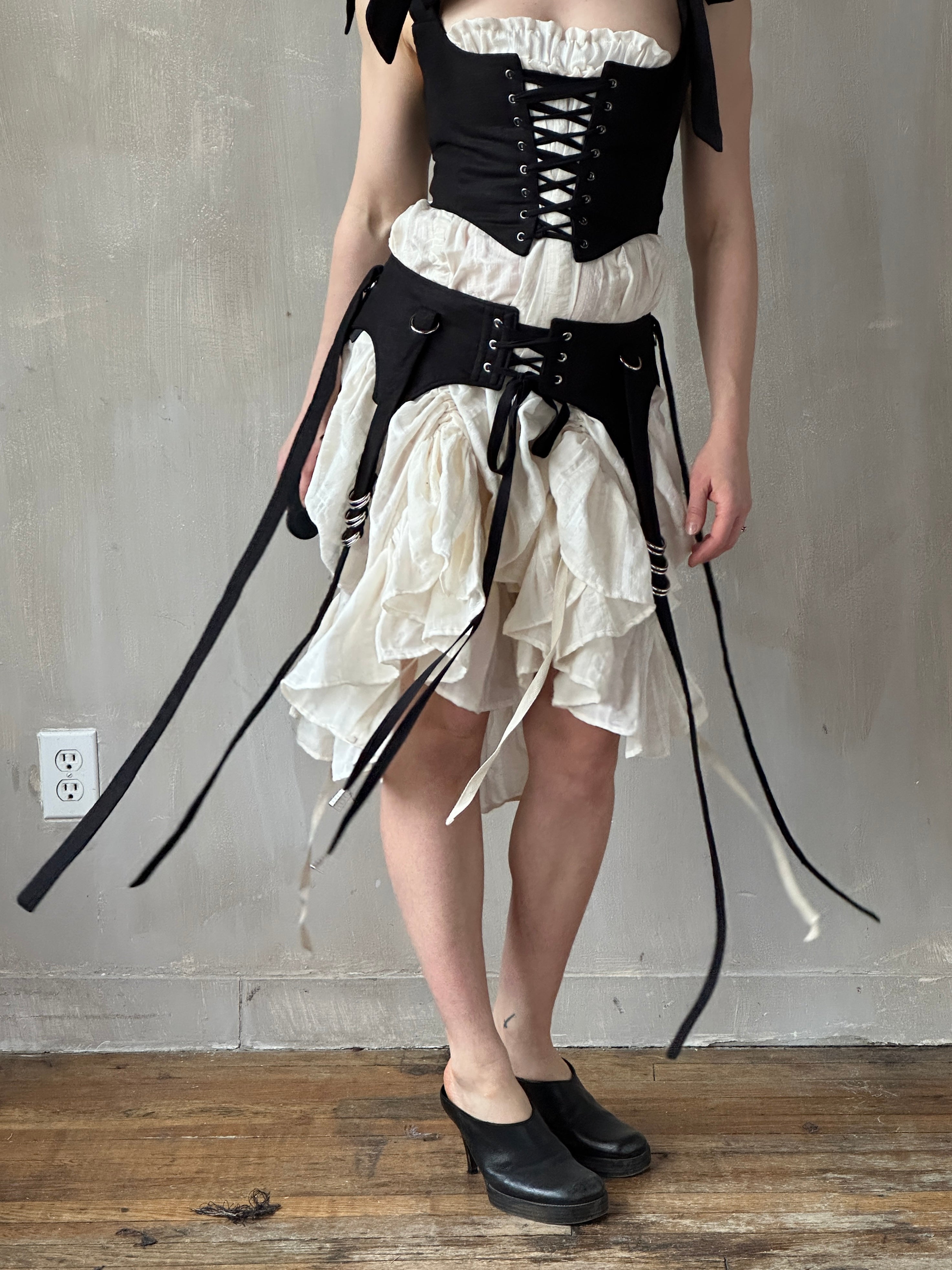 Spring '26: Four-Way Skirt Garter in Black Linen (In Stock)