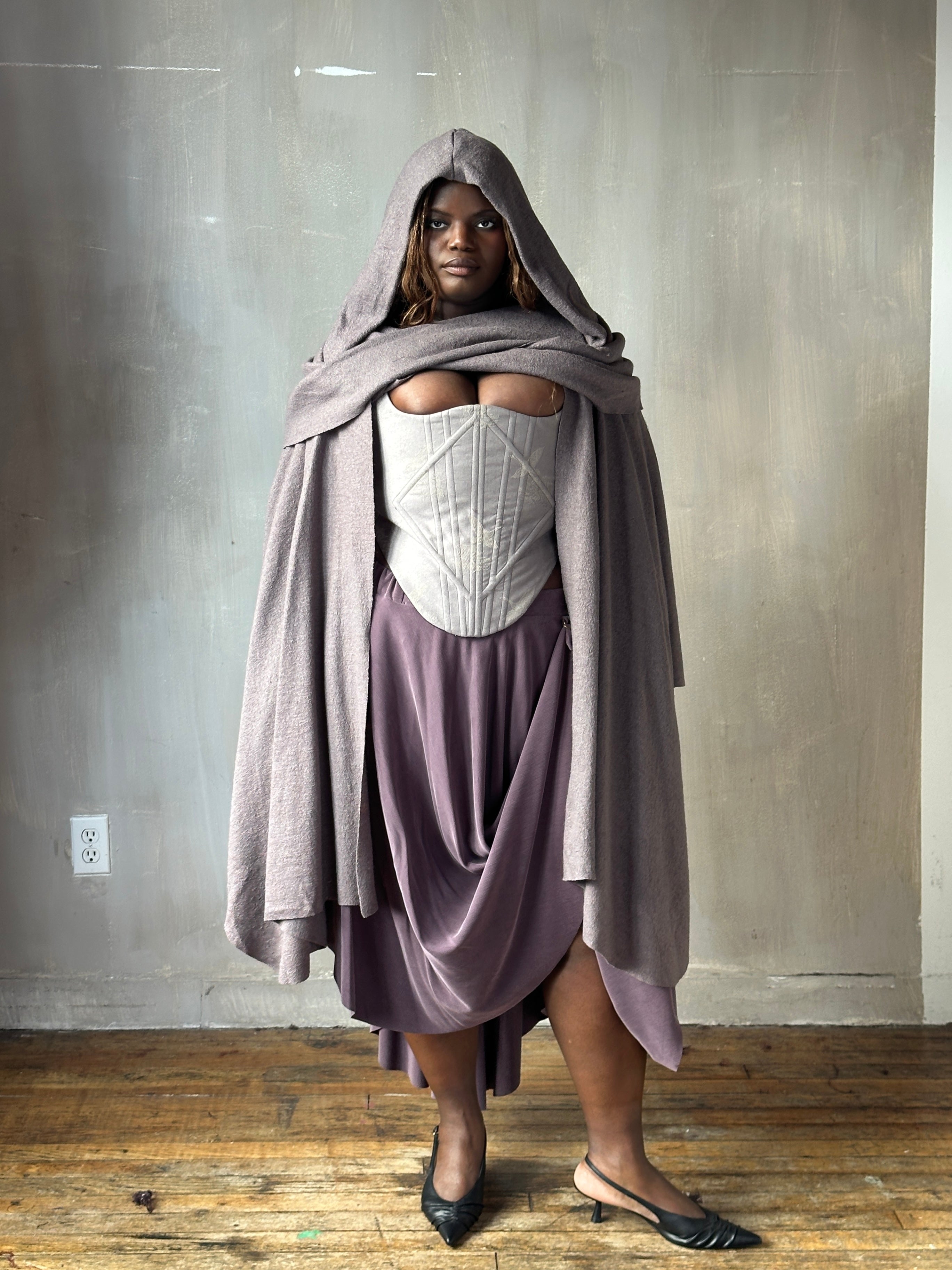 FW25: Mythic Cape Boiled Wool in Lavender Smoke (In Stock)
