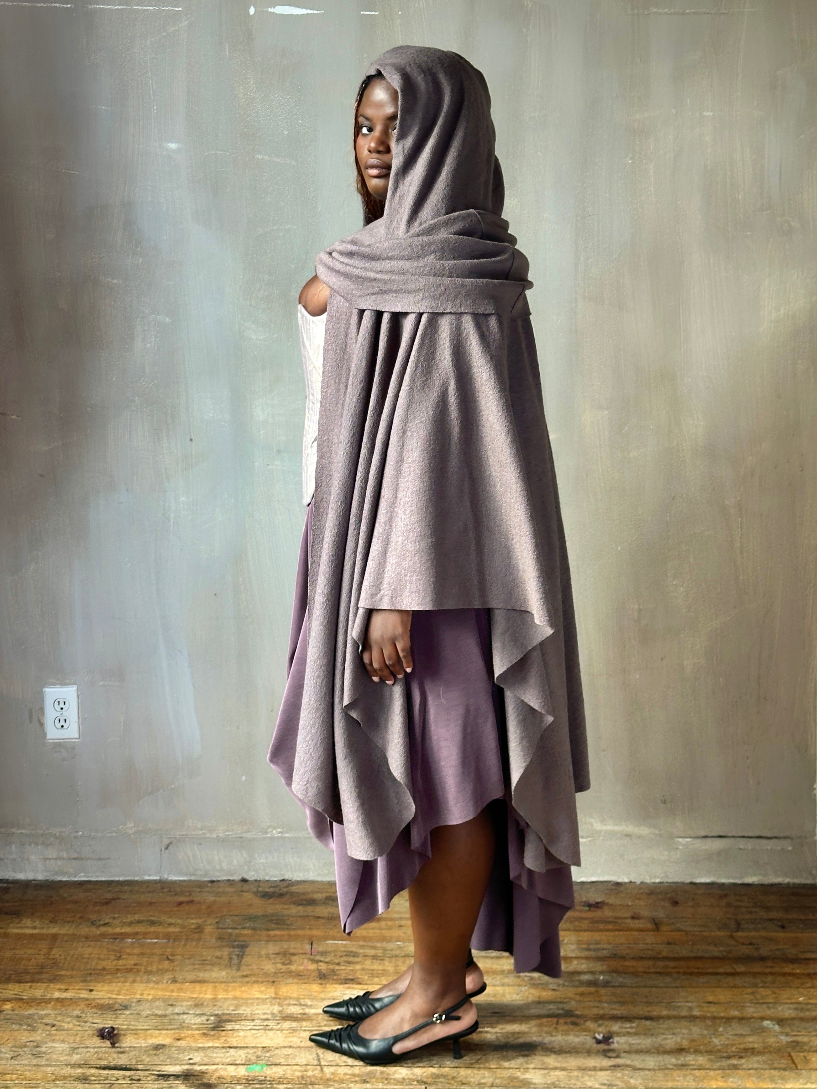 FW25: Mythic Cape Boiled Wool in Lavender Smoke (Pre-Order)