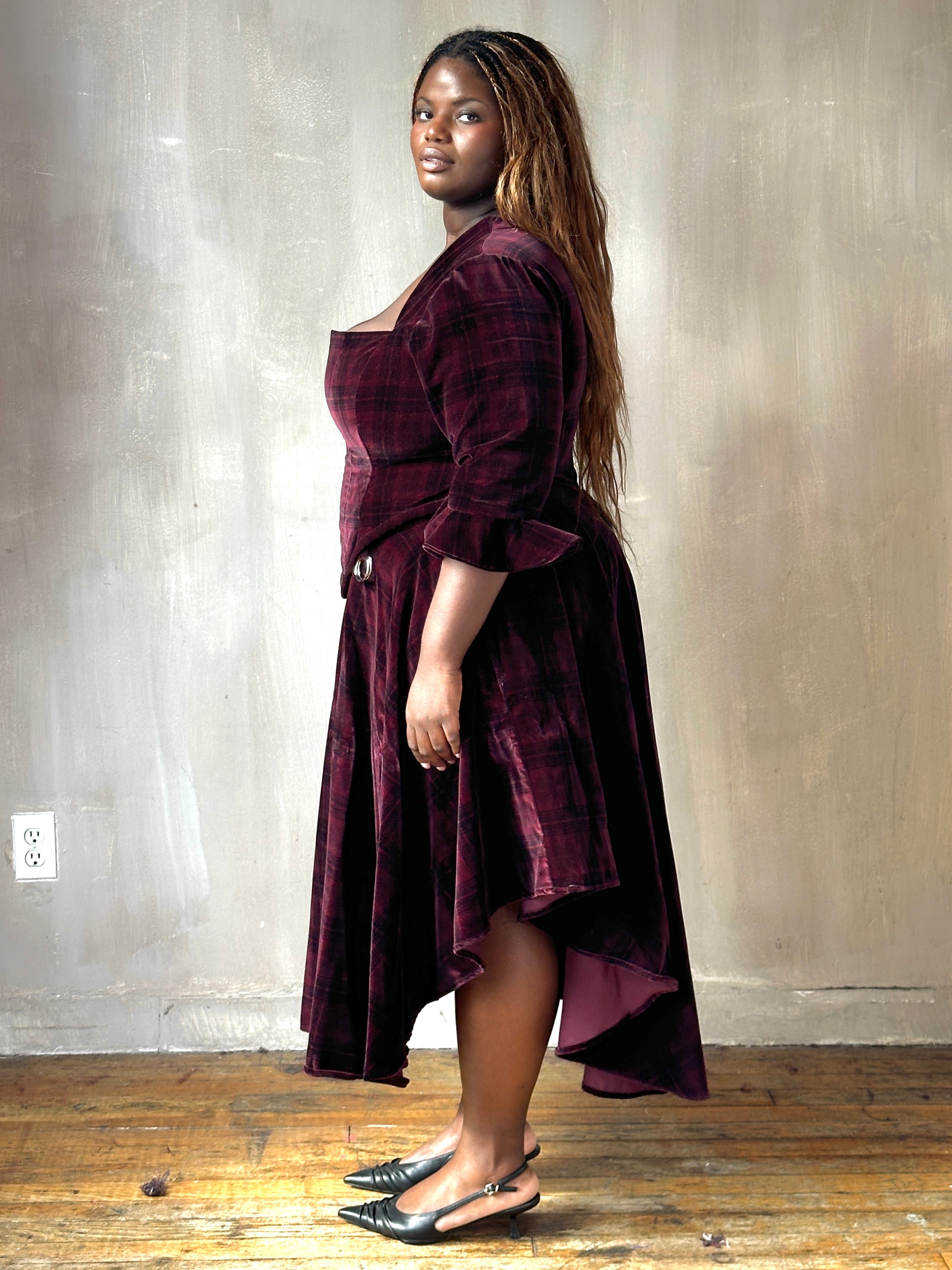 FW25: "Psyche" Pastorale Bodice and Skirt in Wine Tartan (Pre-Order)