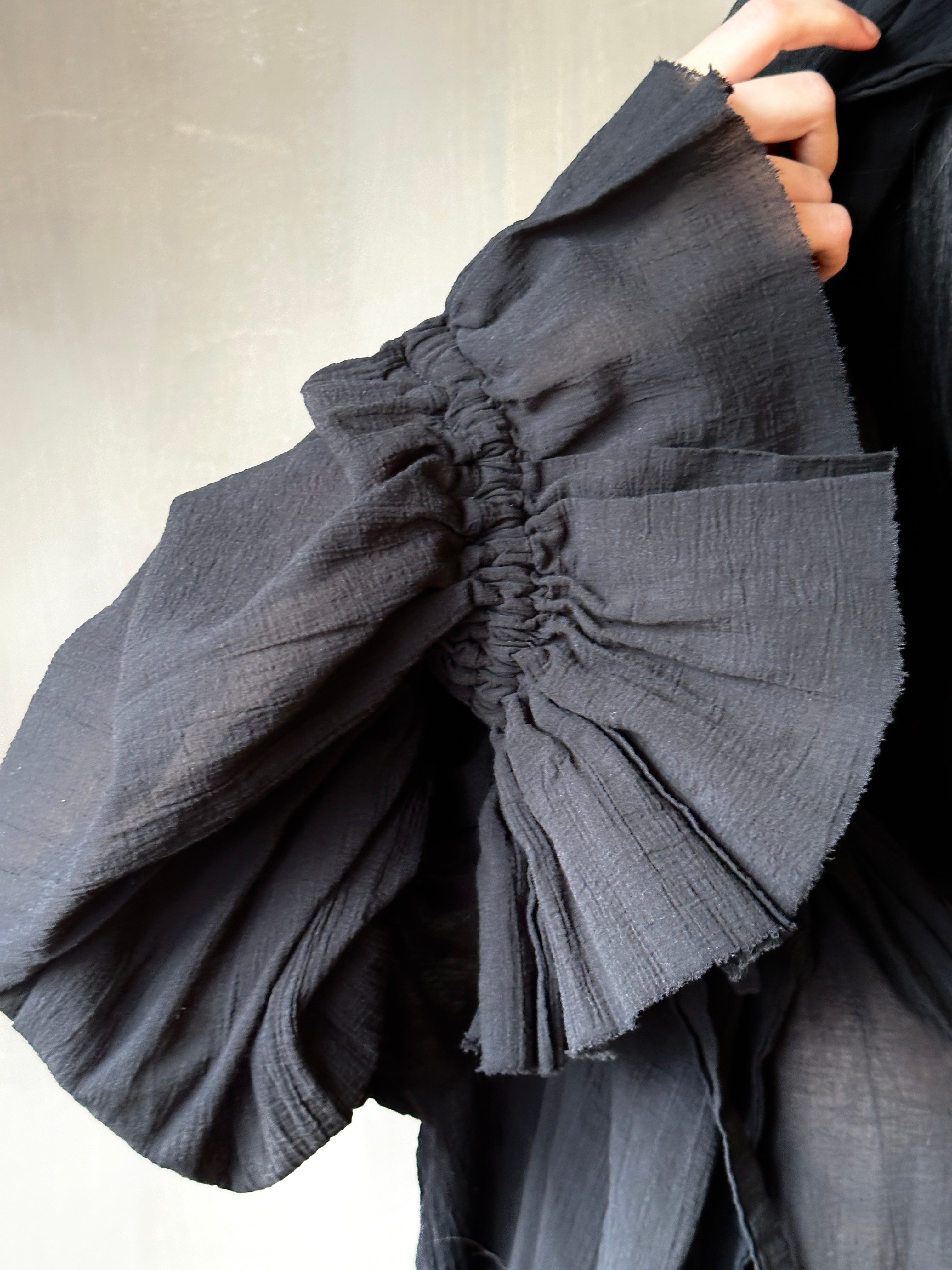 Spring '25: Hooded Alchemist Chemise in Black Cotton Gauze (Pre-Order)