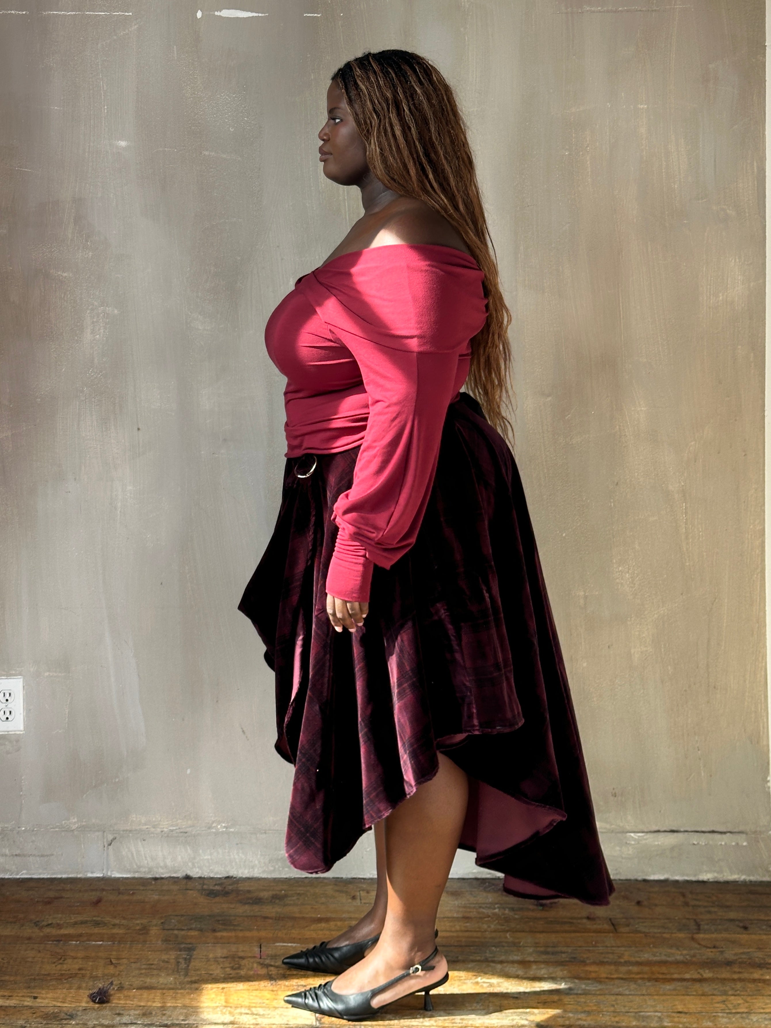 FW25: "Undulate" Reversible Top w/Hourglass Sleeve in Oxblood (Pre-Order)