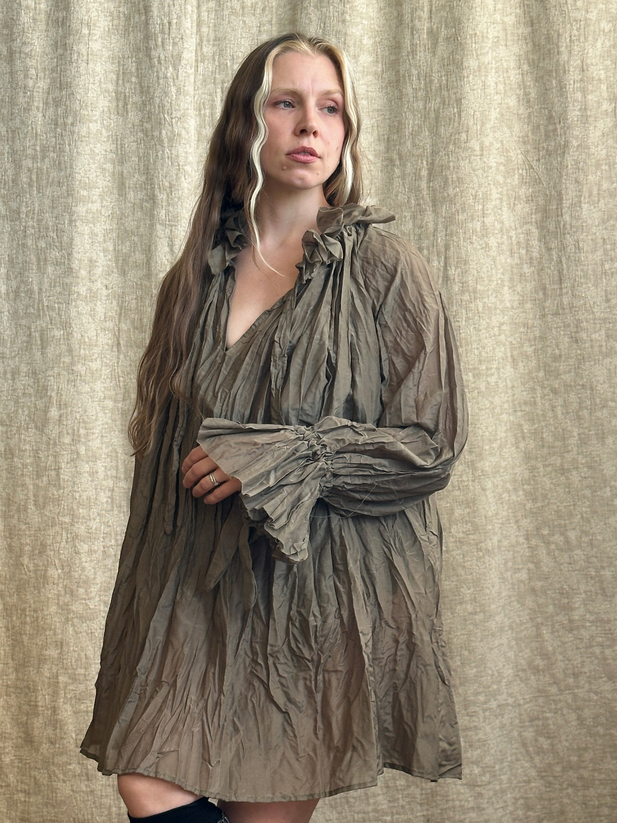 FW '26: Alchemist Chemise in Green Crinkle Silk-Cotton Voile (Pre-Order)