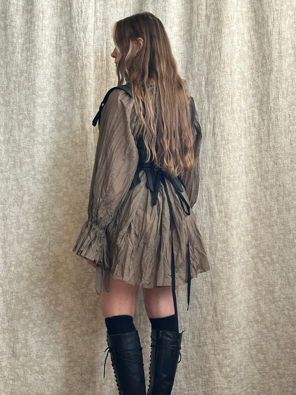 FW '26: Alchemist Chemise in Green Crinkle Silk-Cotton Voile (Pre-Order)