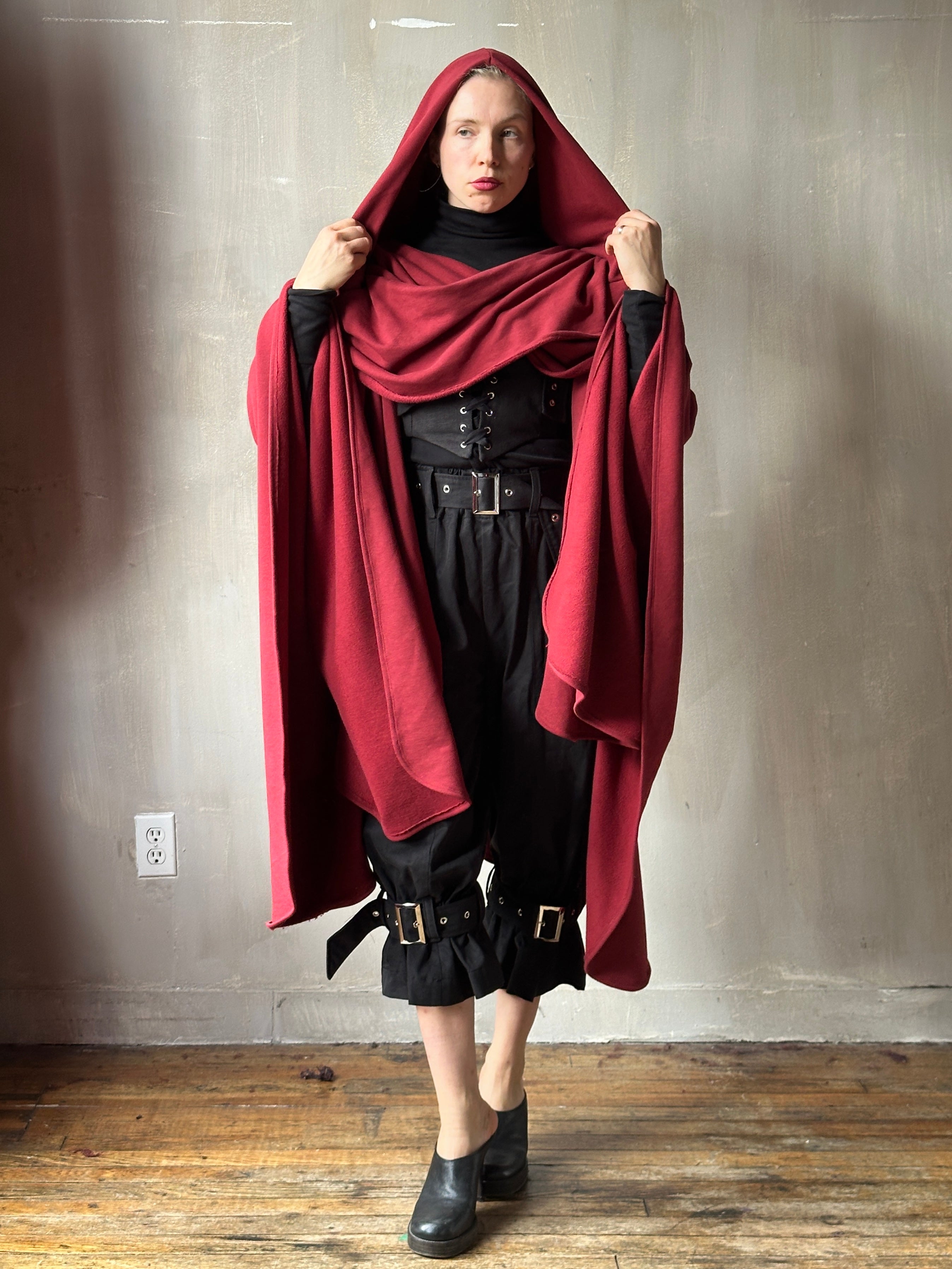 FW25: Mythic Cape in Oxblood Organic Fleece (Pre-Order)