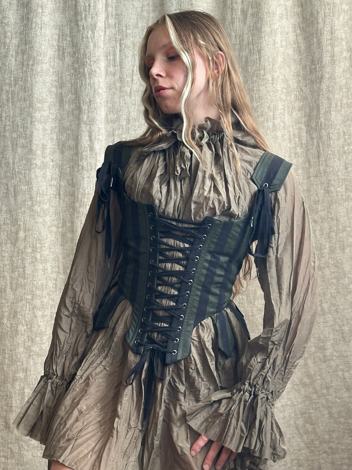 FW '26: Alchemist Chemise in Green Crinkle Silk-Cotton Voile (Pre-Order)