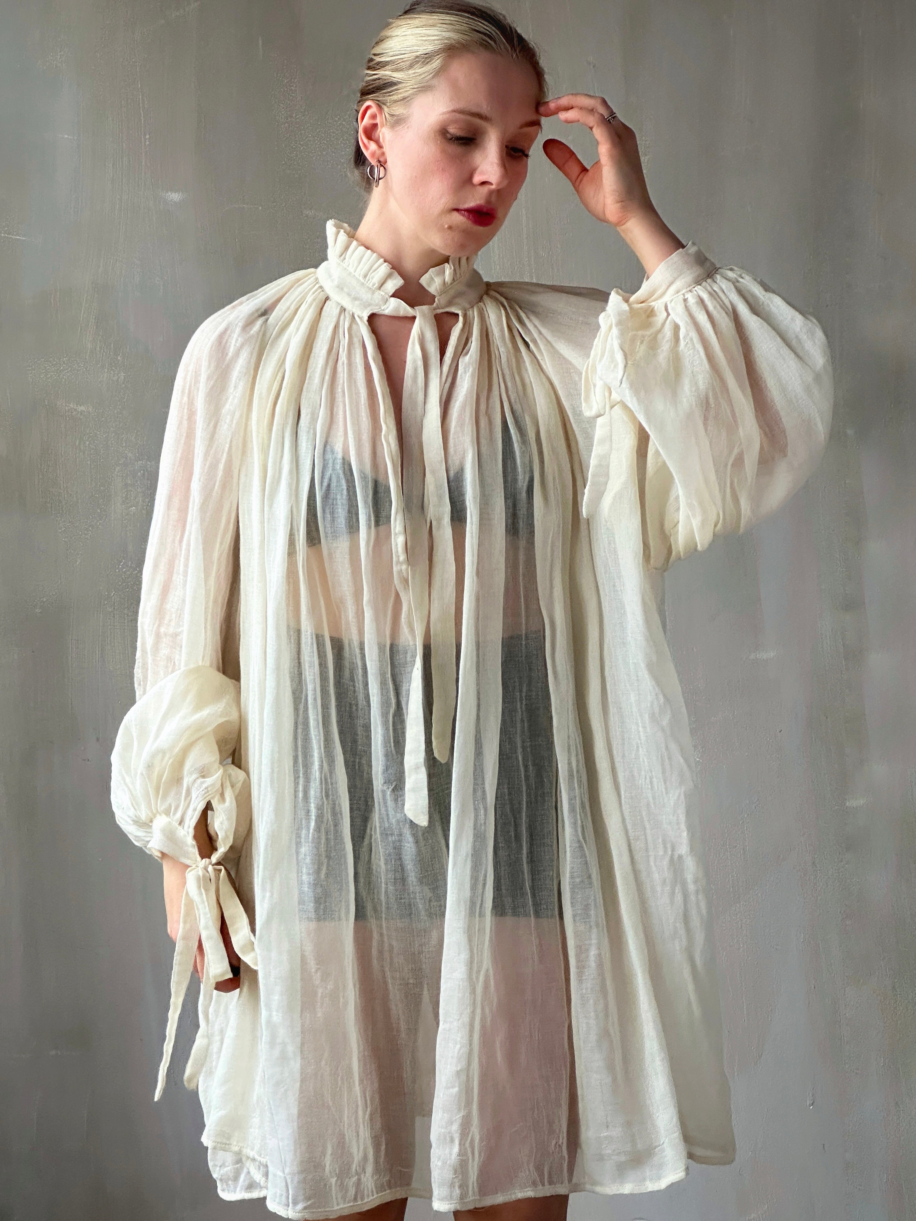 FW25: Baudelaire Chemise in Ivory Cotton Cheesecloth (Pre-Order)