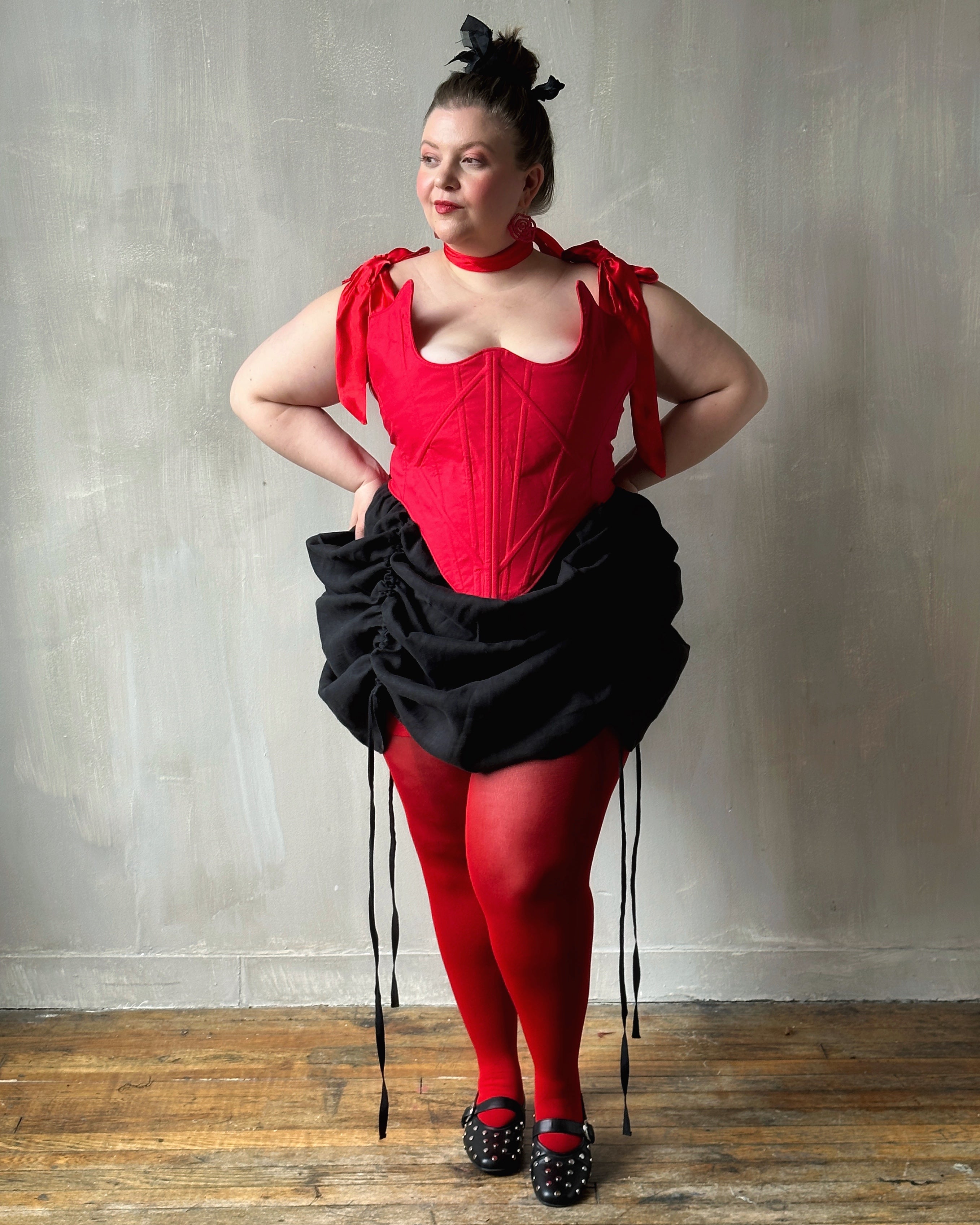 Sample Sale: Diamond Demon Stays in Red Cotton Sateen (30" Waist)