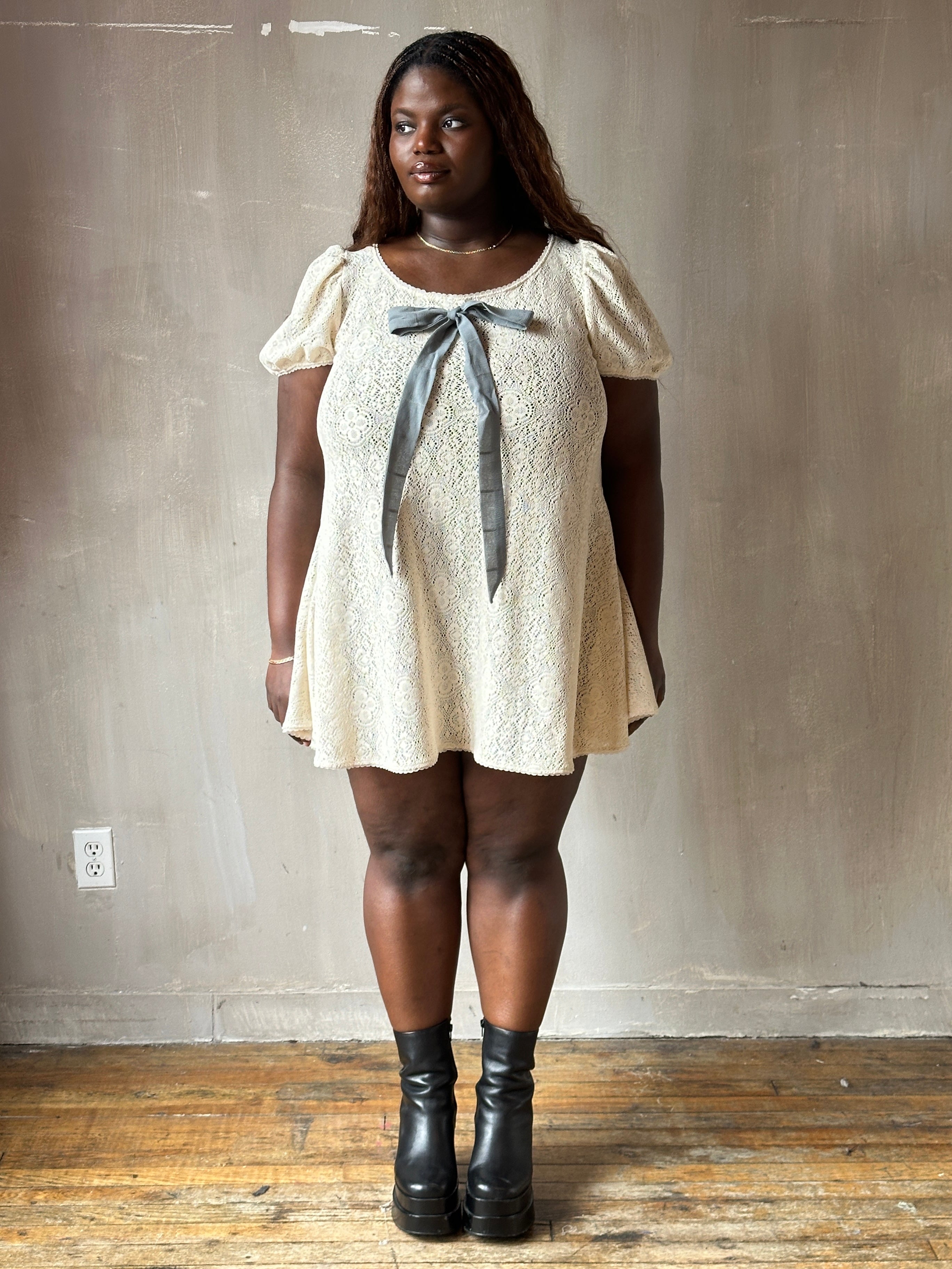Spring '26: "Laura" Mini Dress in Ivory Cotton Lace (Pre-Order)