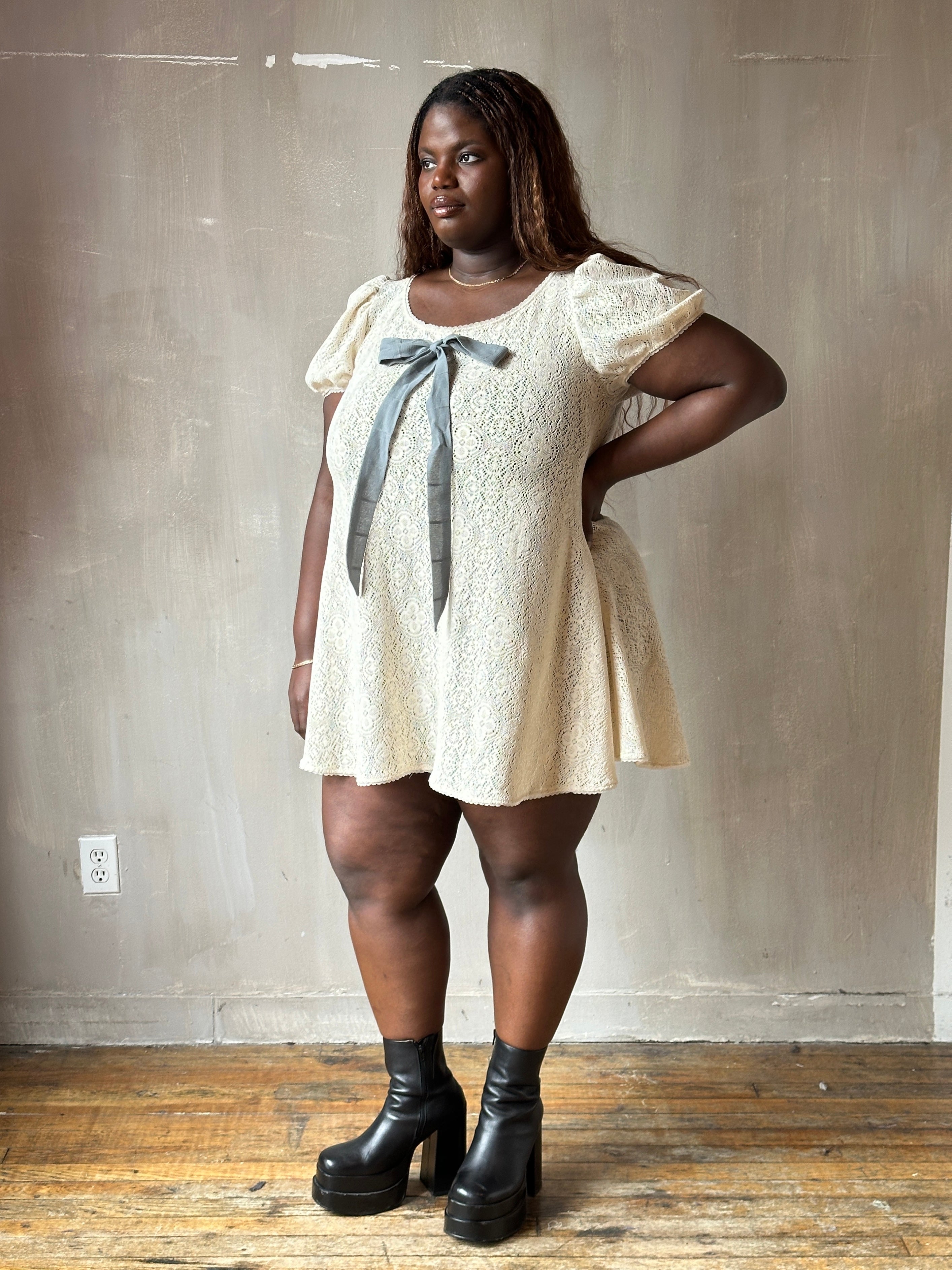 Spring '26: "Laura" Mini Dress in Ivory Cotton Lace (Pre-Order)