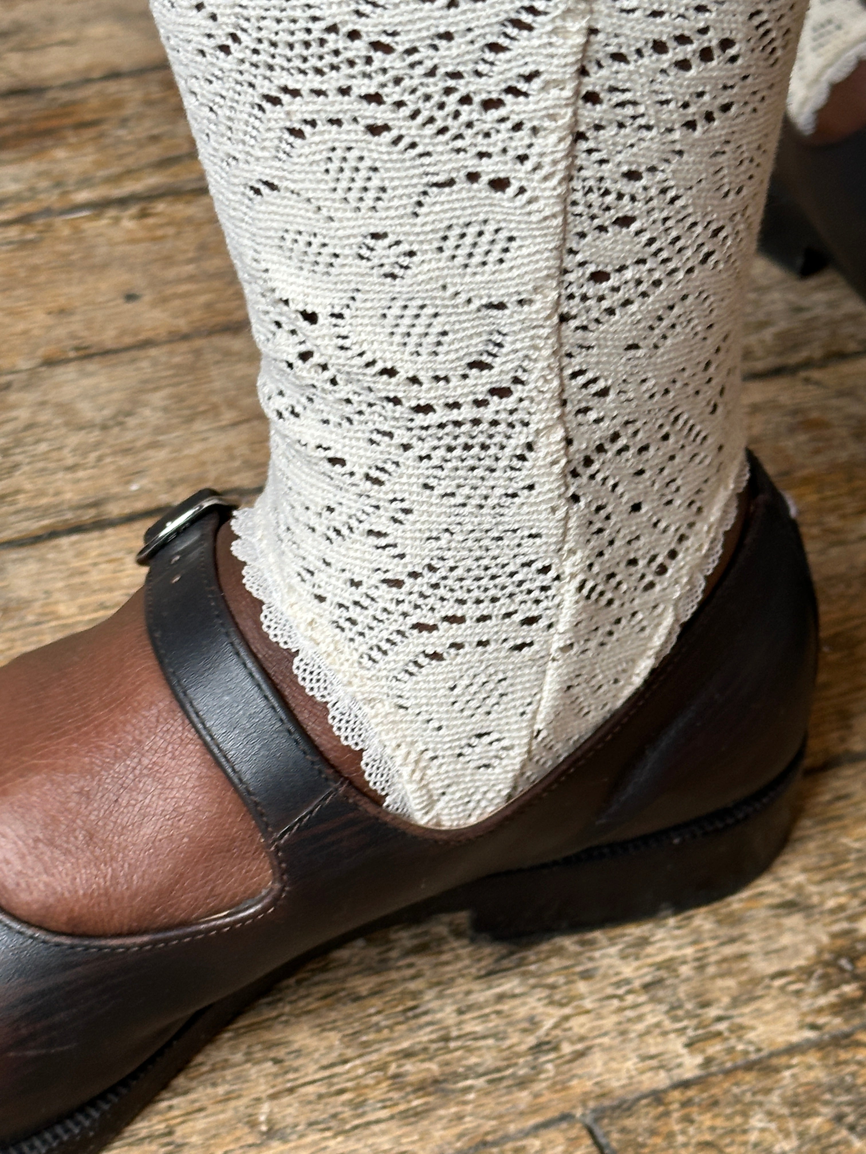 Spring '26: Knee-High Stirrup Socks in Ivory Cotton Lace (Pre-Order)