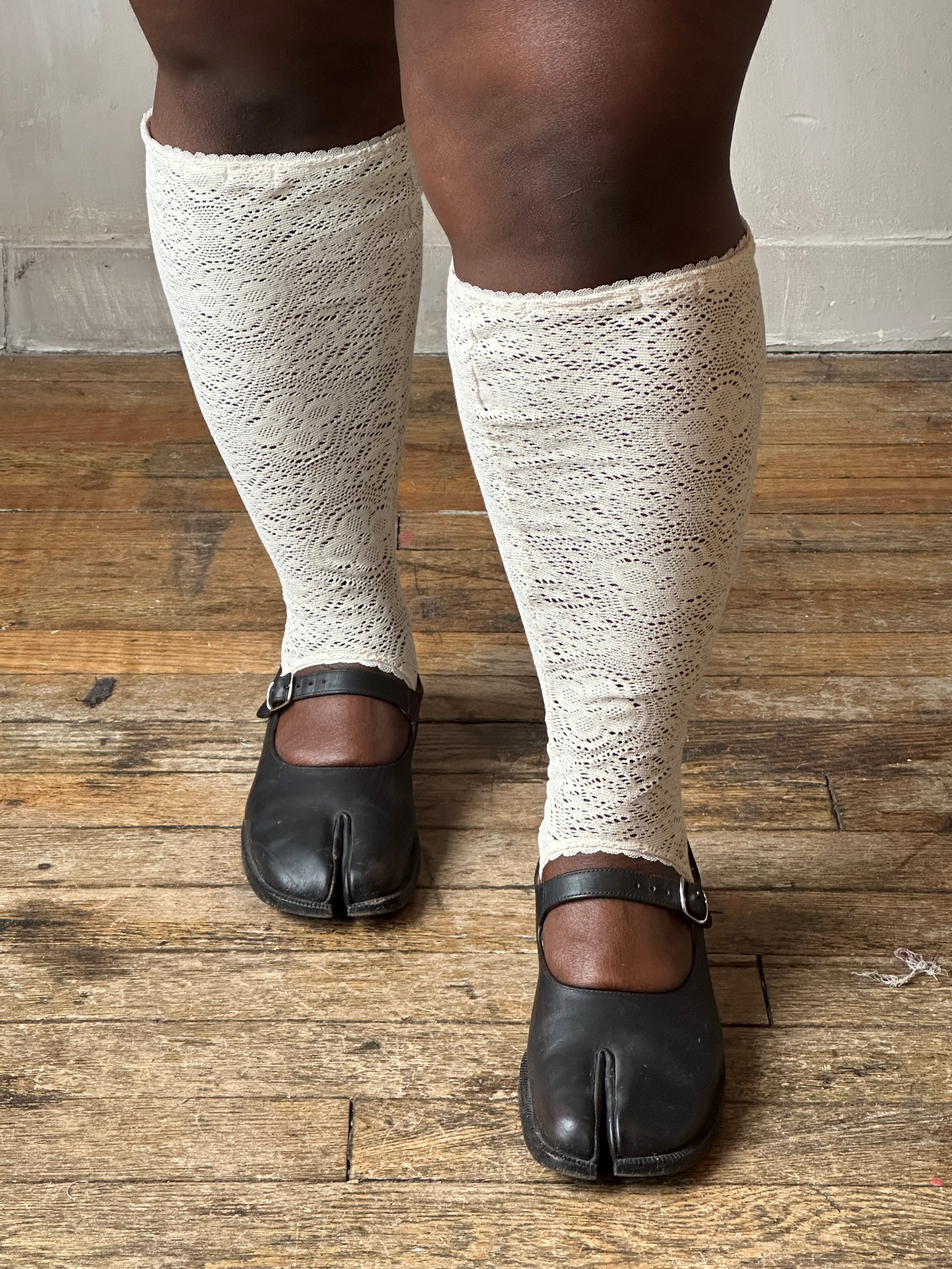 Spring '26: Knee-High Stirrup Socks in Ivory Cotton Lace (Pre-Order)