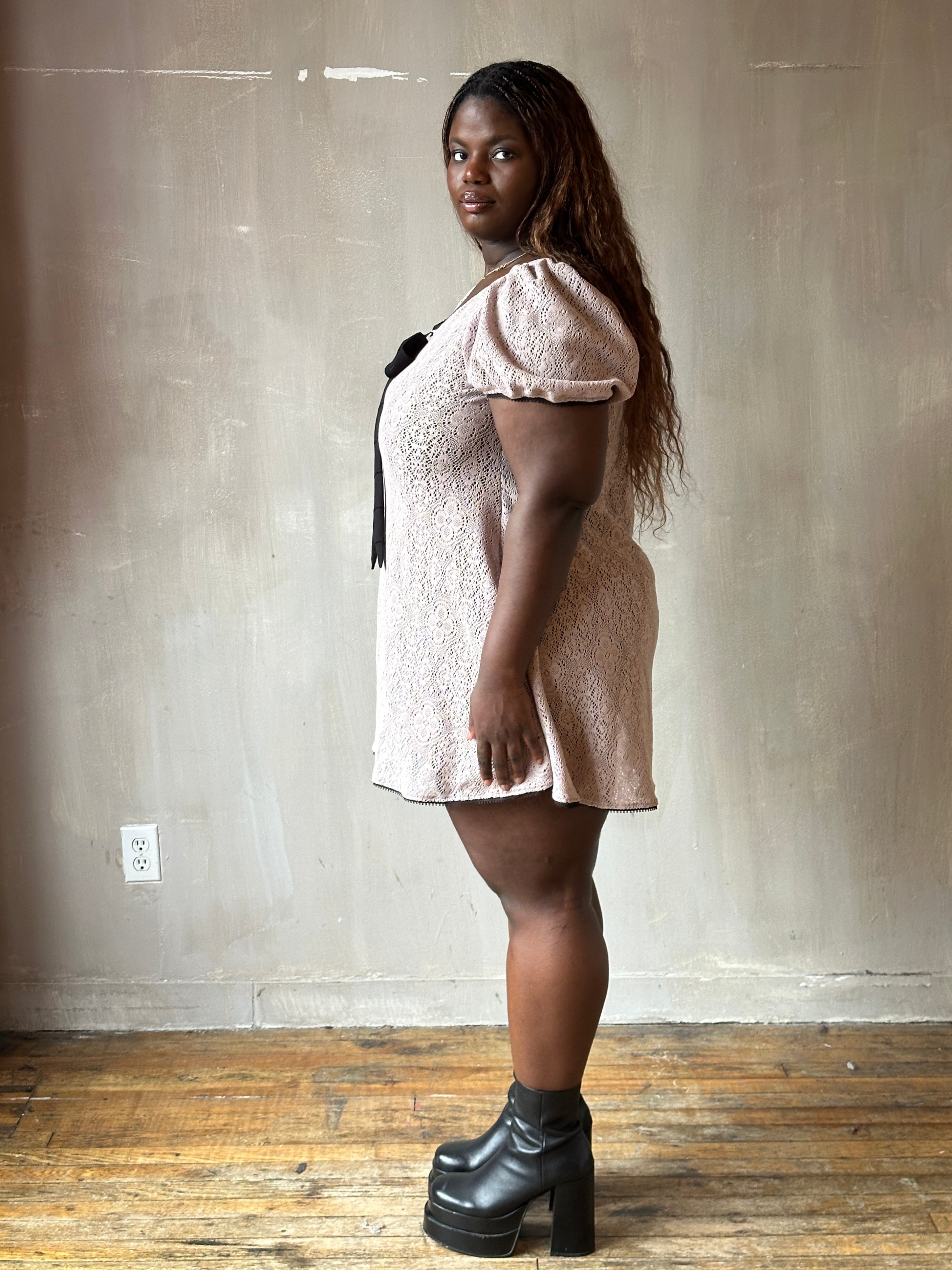 Spring '26: "Laura" Mini Dress in Dusty Mauve Cotton Lace (Pre-Order)