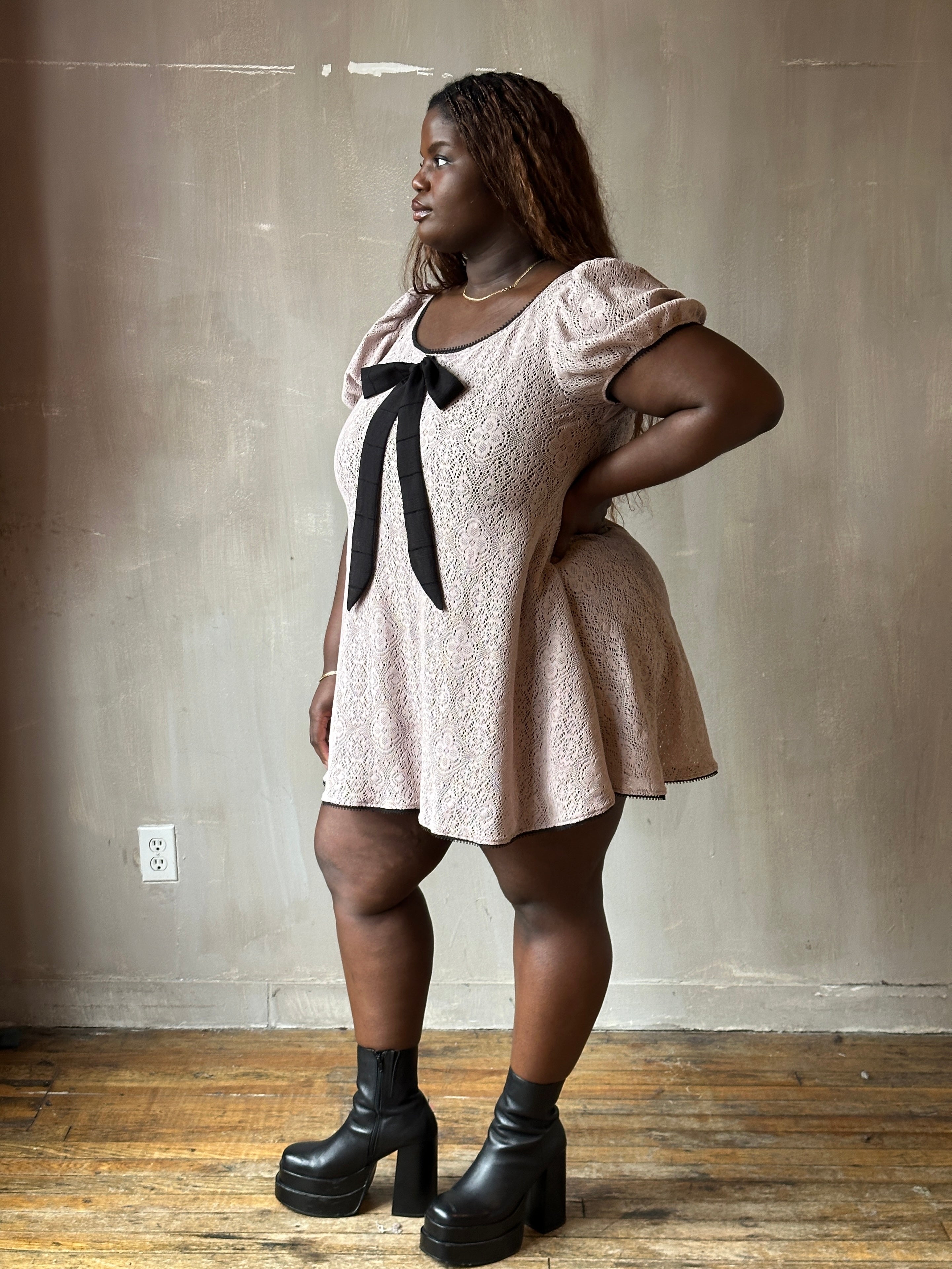 Spring '26: "Laura" Mini Dress in Dusty Mauve Cotton Lace (Pre-Order)