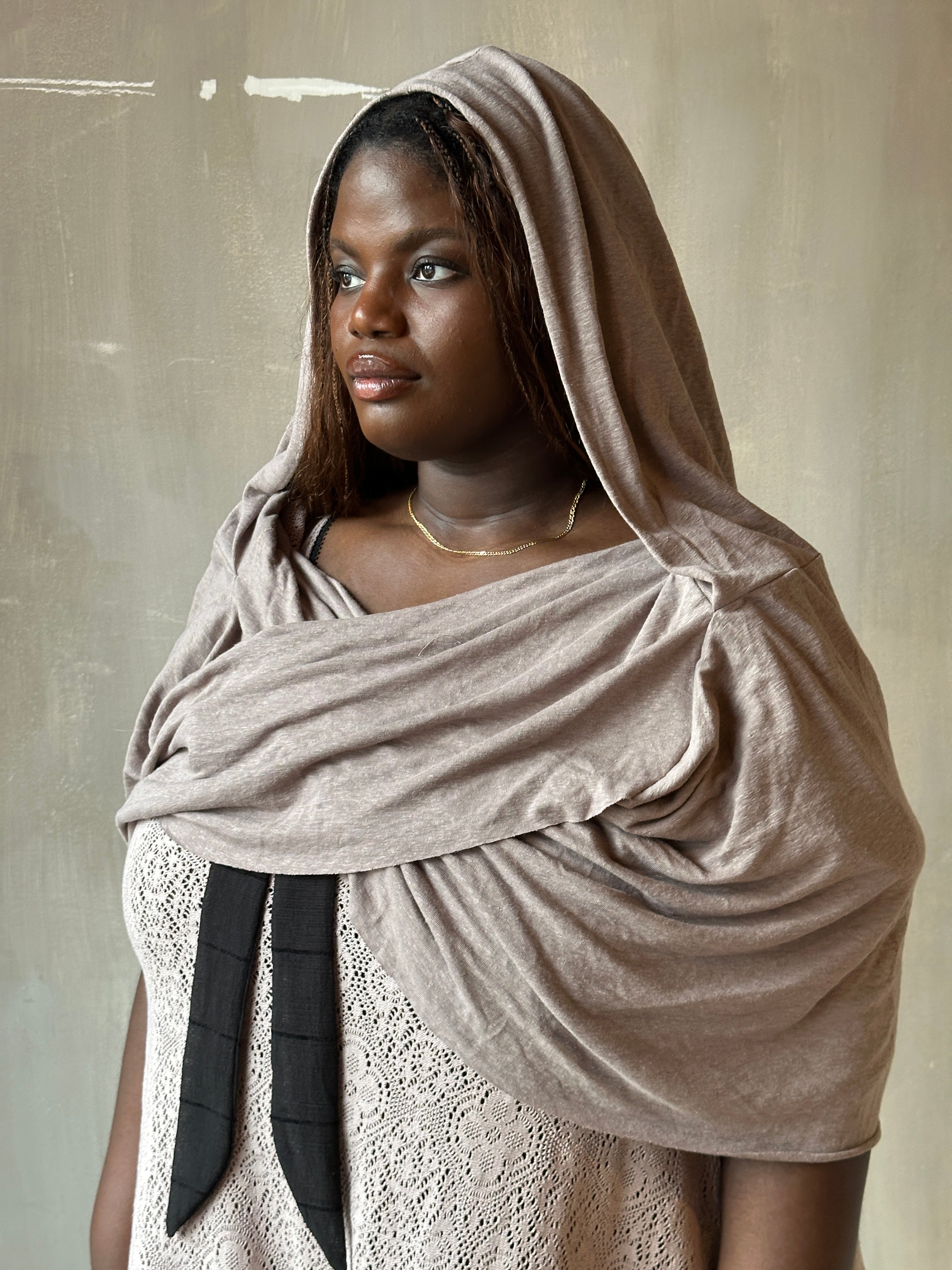 Spring '26: Mythic Cowl in "Moon Dust" Linen Jersey (Pre-Order)