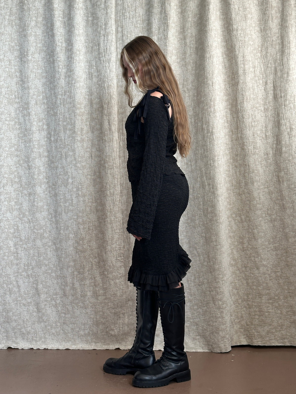 FW '26: Column Skirt with Ruffle Hem in Crinkle Cotton (Pre-Order)