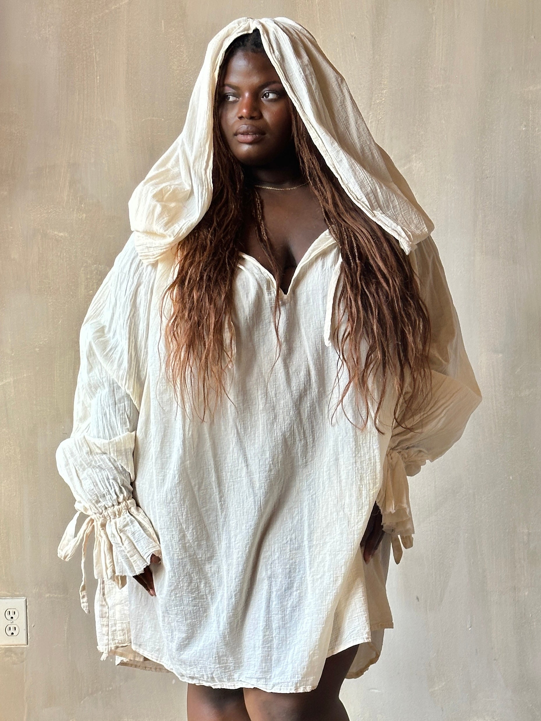 Spring '25: Hooded Alchemist Chemise in Parchment Cotton Gauze (Pre-Order)