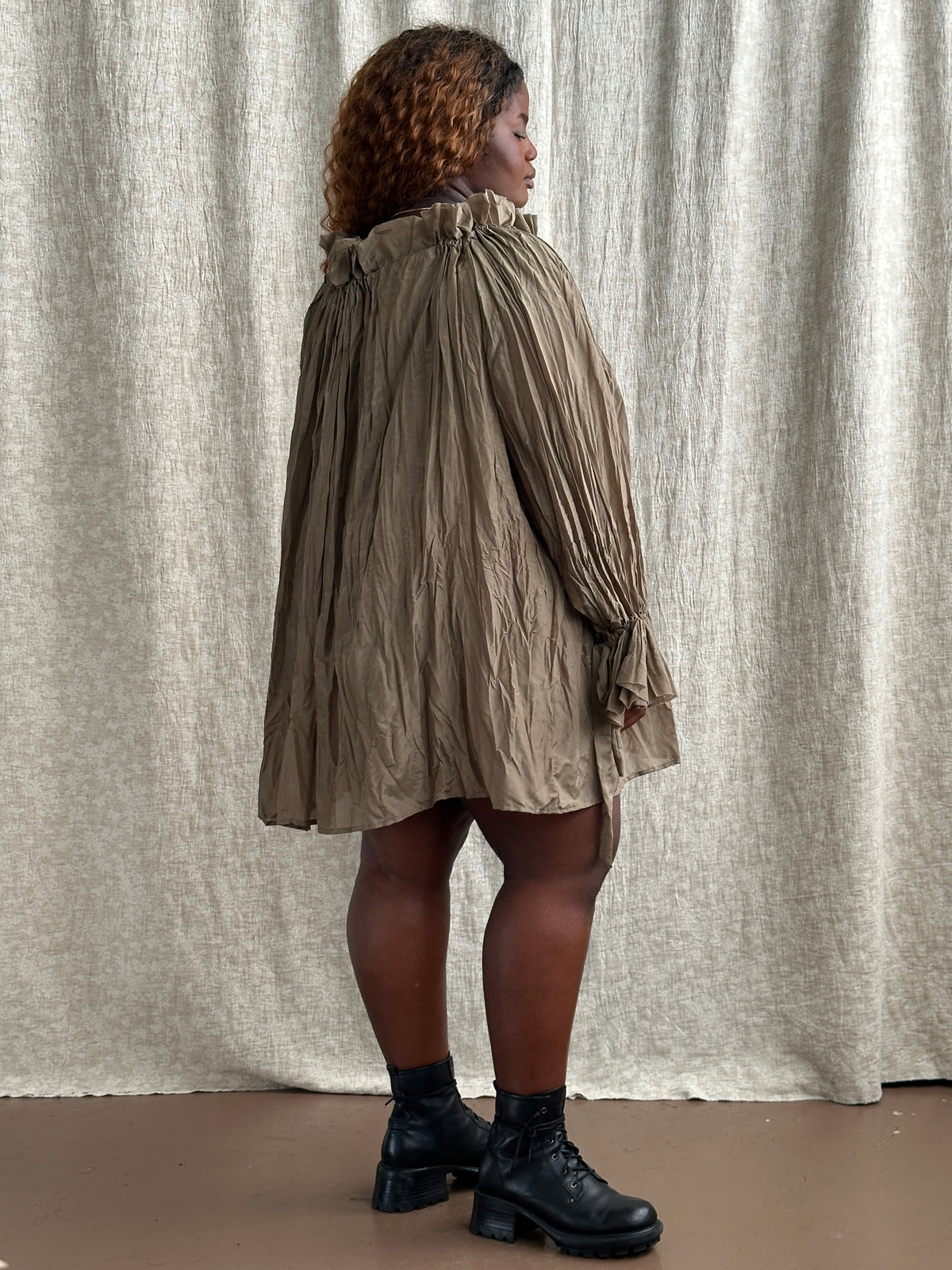 FW '26: Alchemist Chemise in Green Crinkle Silk-Cotton Voile (Pre-Order)