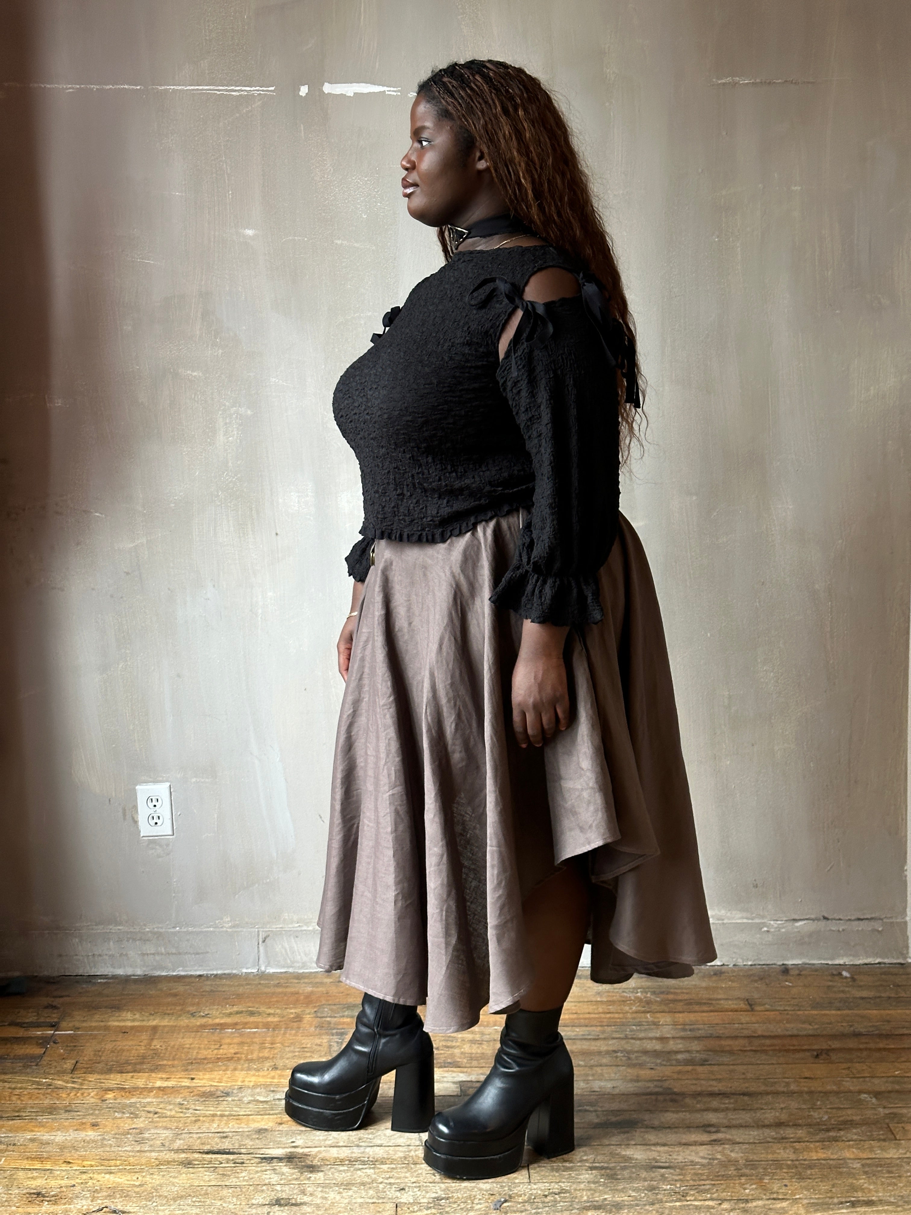 Spring '26: Pastorale Skirt w/Adjustable Hem in "Mauve Earth" Linen (Pre-Order, Limited Edition)