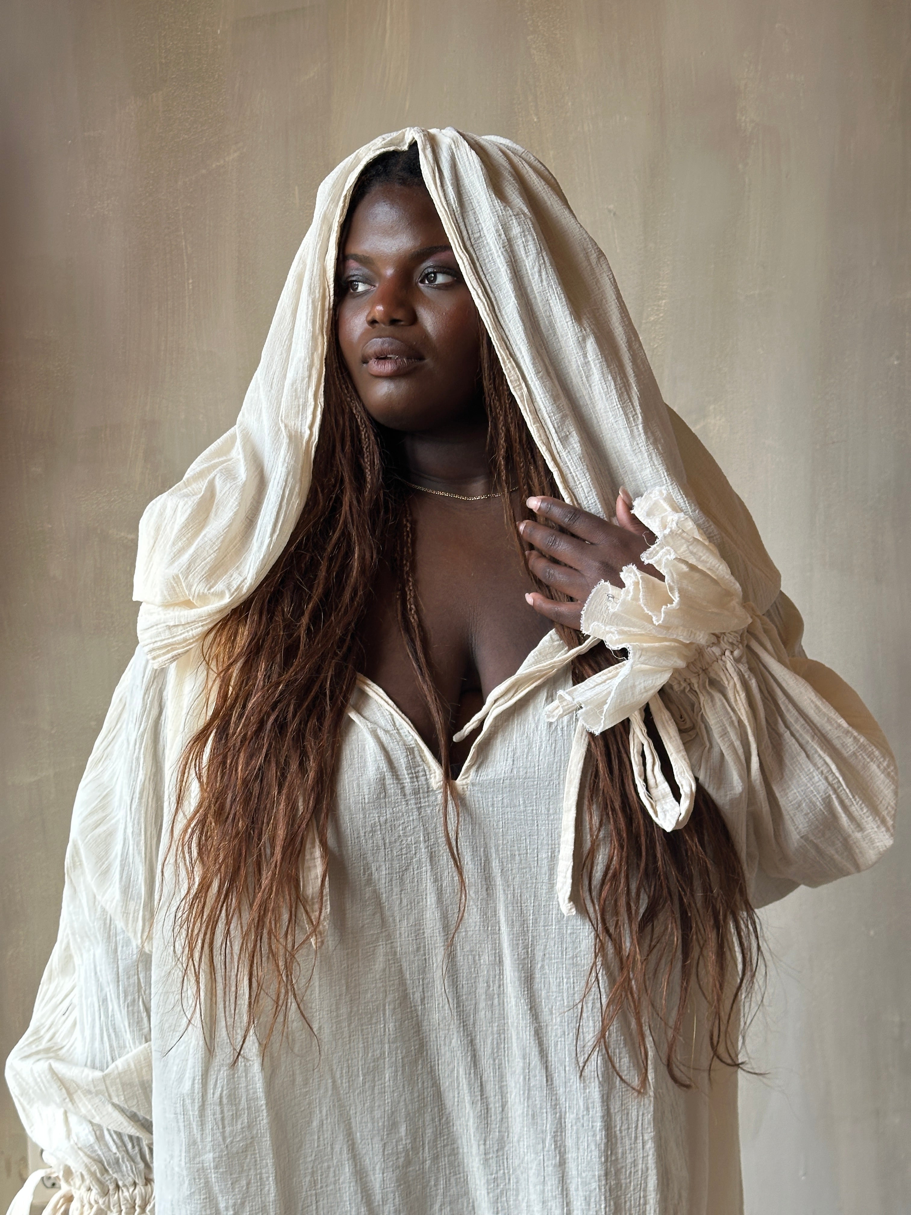 Spring '25: Hooded Alchemist Chemise in Parchment Cotton Gauze (Pre-Order)