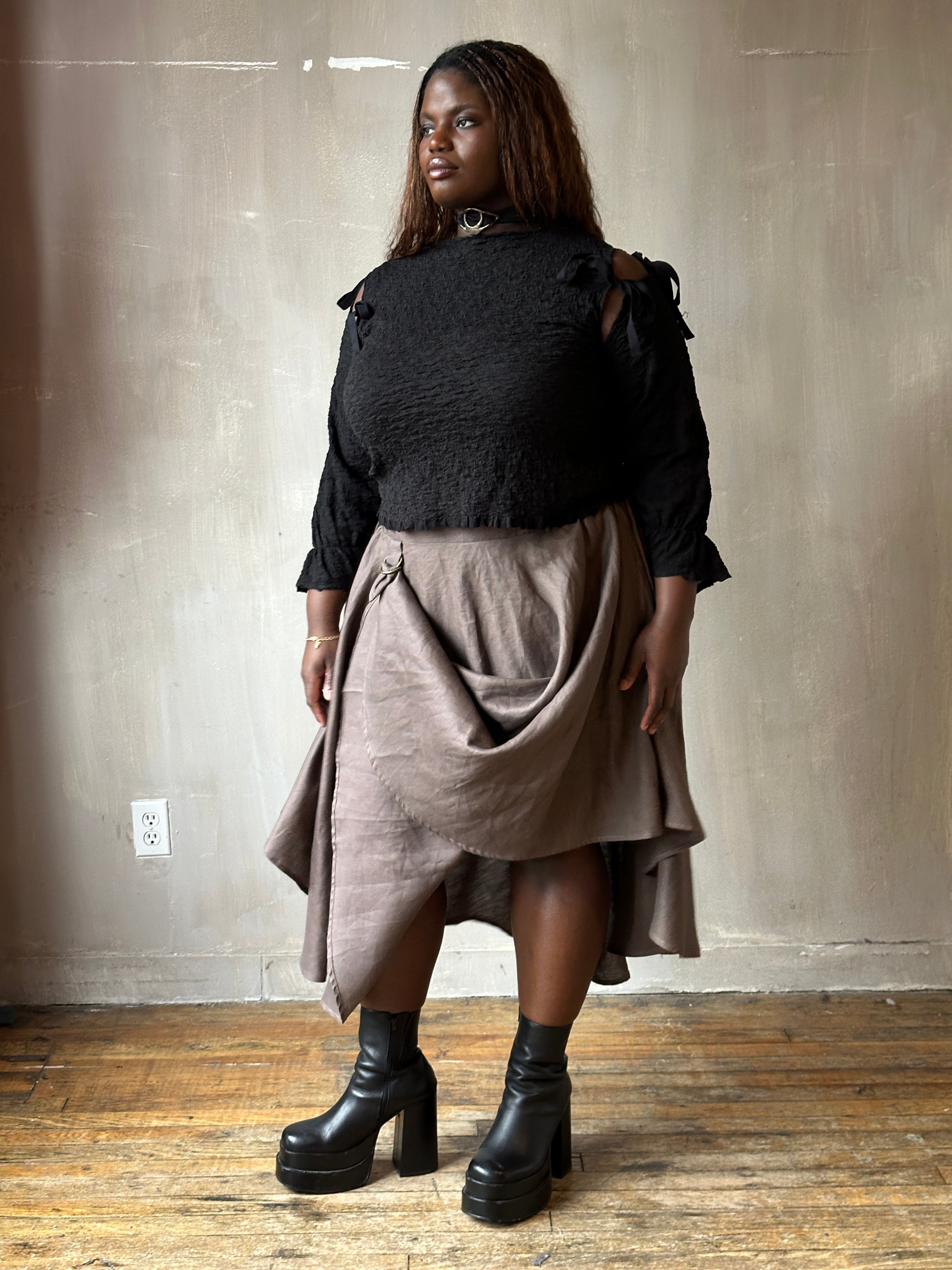 Spring '26: Pastorale Skirt w/Adjustable Hem in "Mauve Earth" Linen (Pre-Order, Limited Edition)