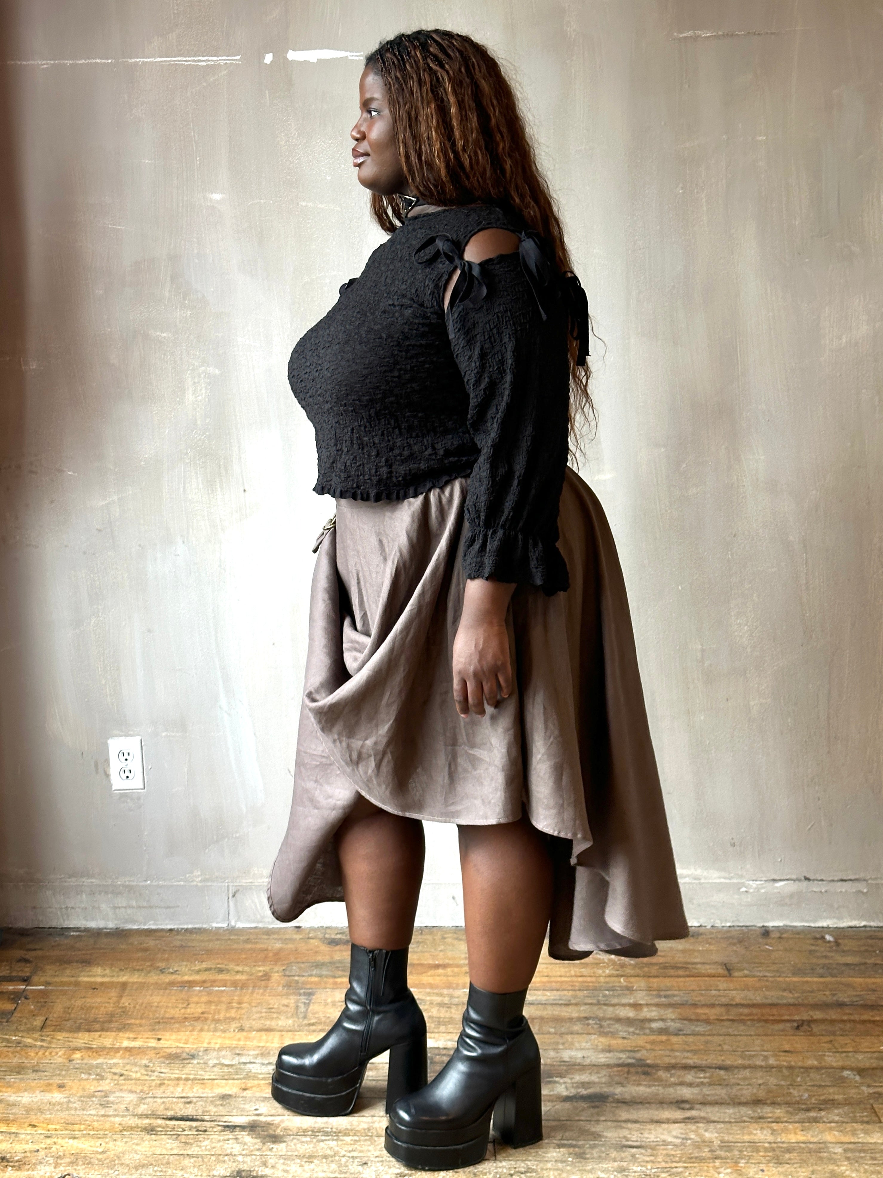 Spring '26: Pastorale Skirt w/Adjustable Hem in "Mauve Earth" Linen (Pre-Order, Limited Edition)