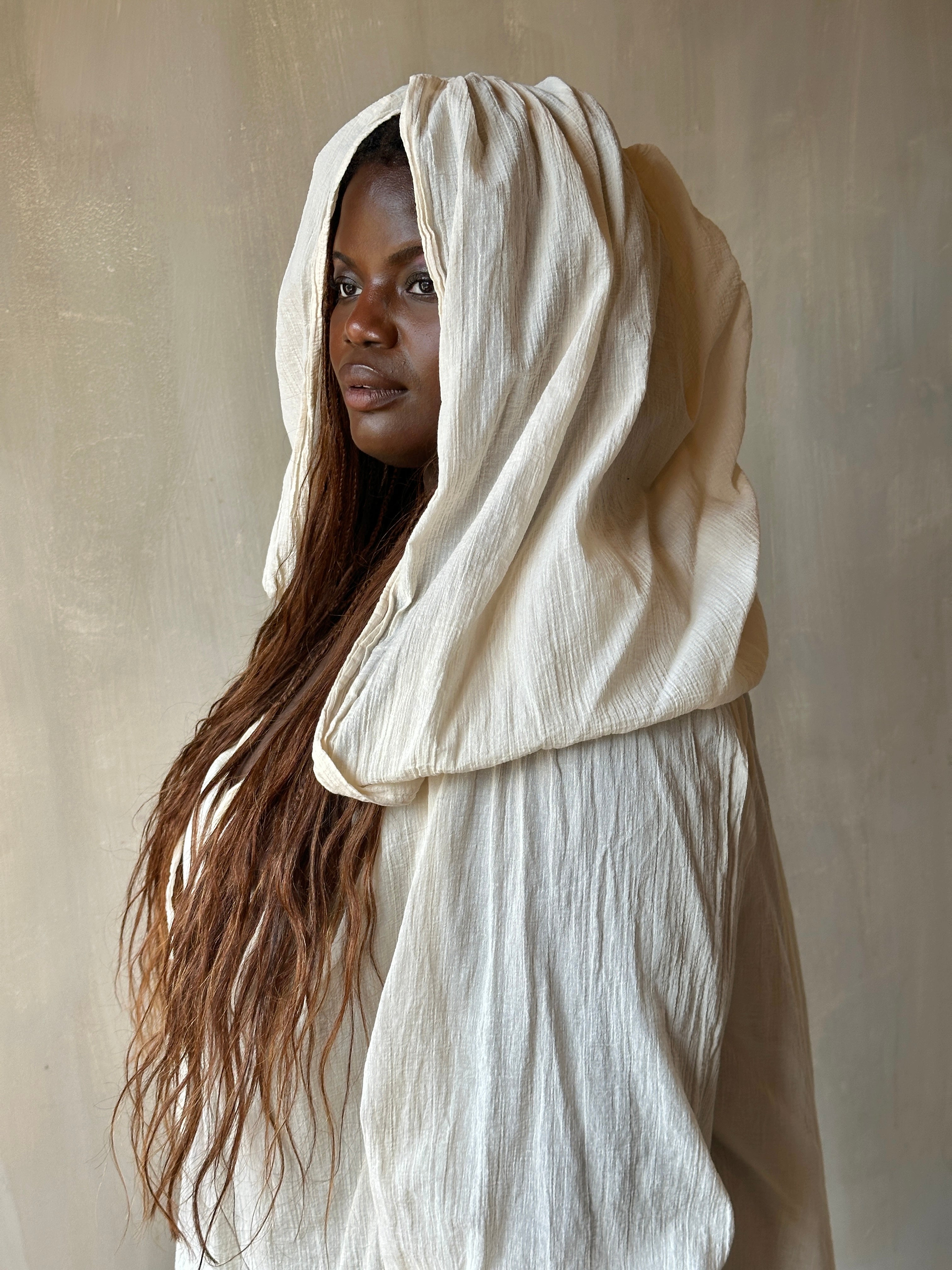 Spring '25: Hooded Alchemist Chemise in Parchment Cotton Gauze (Pre-Order)