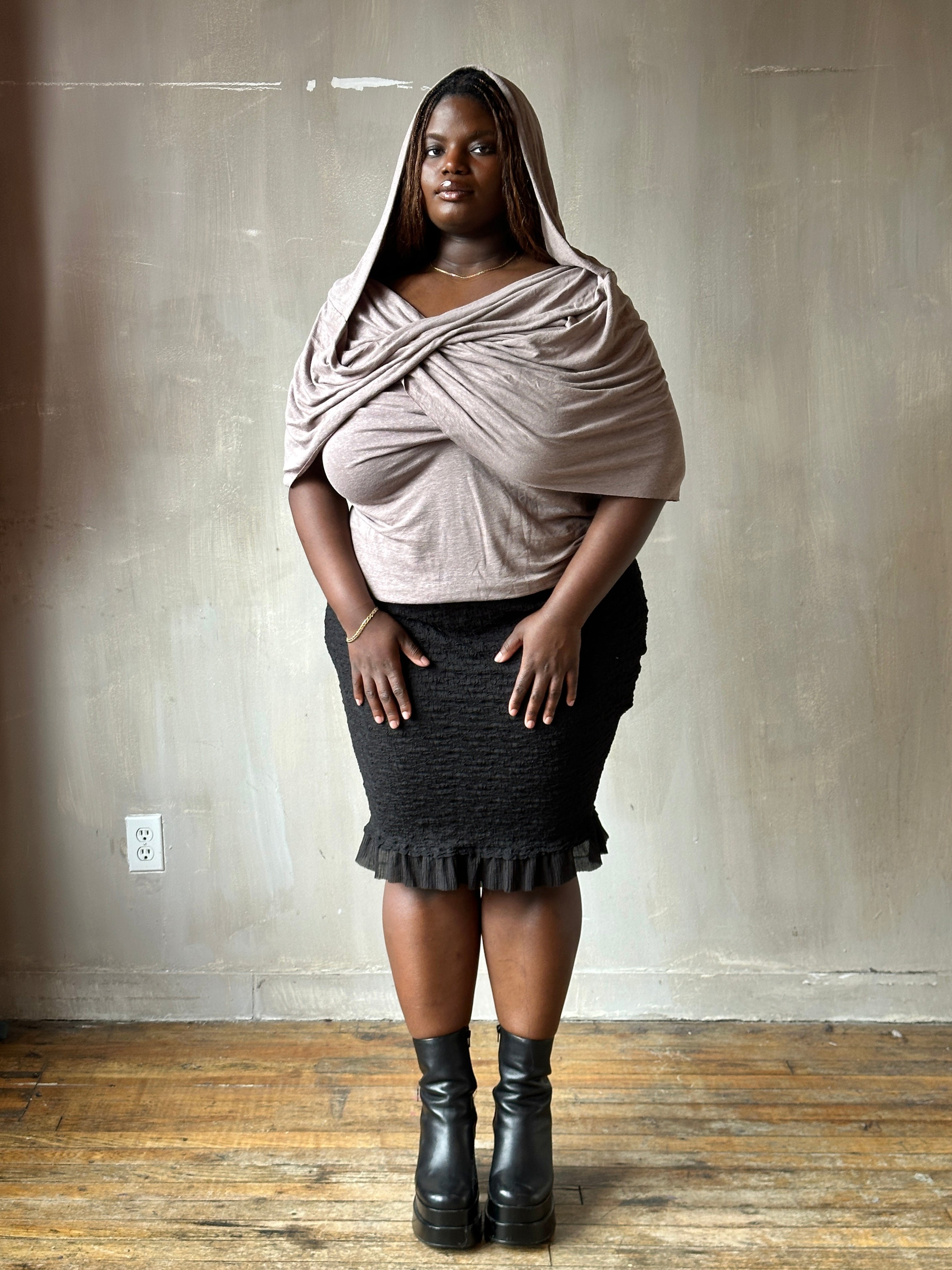 Spring '26: Column Skirt with Ruffle Hem in Crinkle Cotton (In Stock)