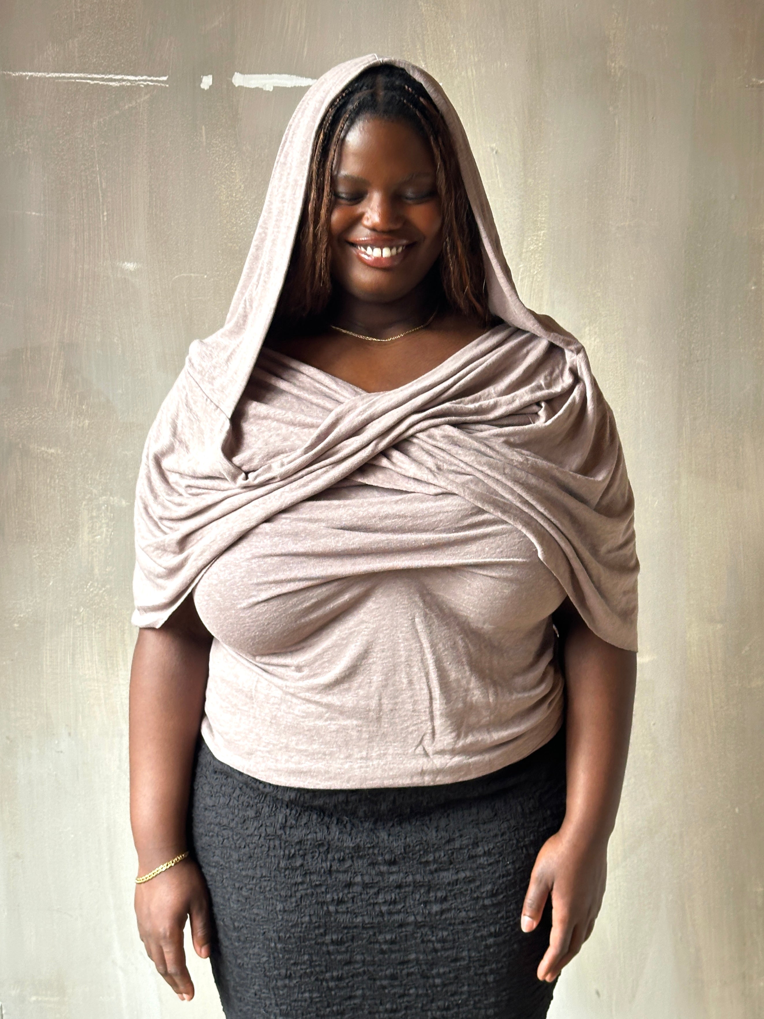 Spring '26: Mythic Cowl in "Moon Dust" Linen Jersey (Pre-Order)