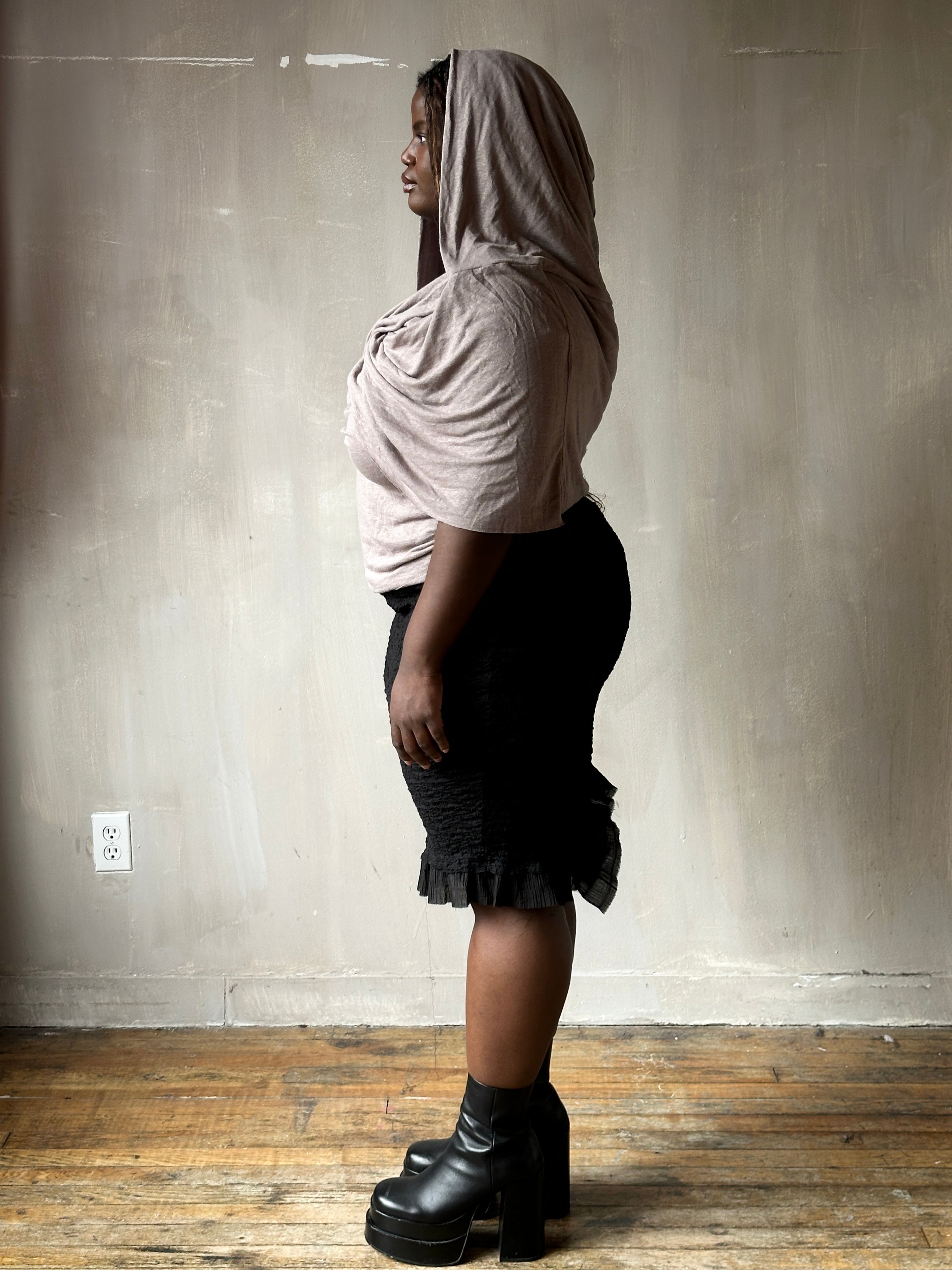 Spring '26: Mythic Cowl in "Moon Dust" Linen Jersey (Pre-Order)