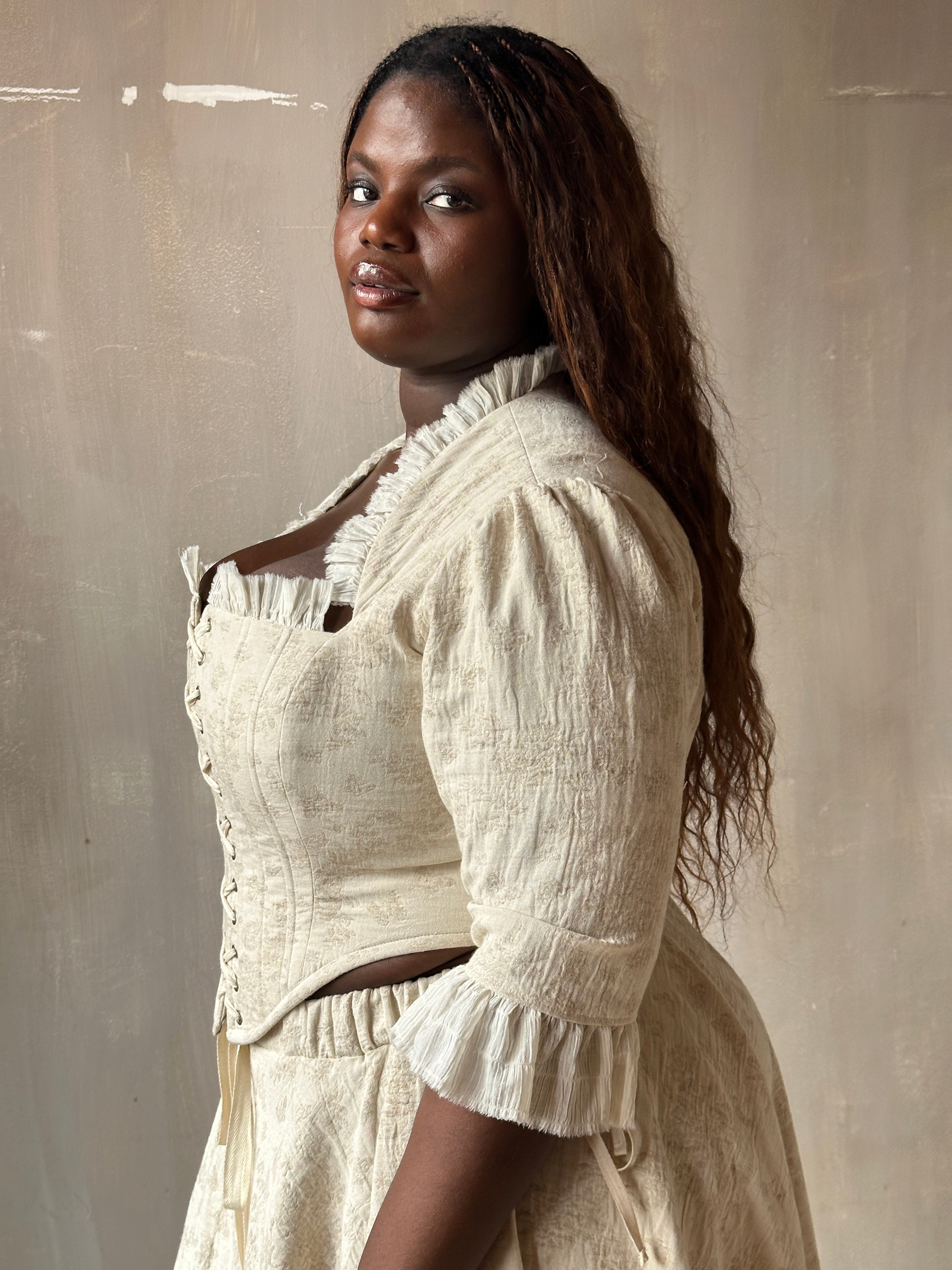 Spring '26: Pastorale Bodice in Antique Floral Ivory Cotton (Pre-Order)