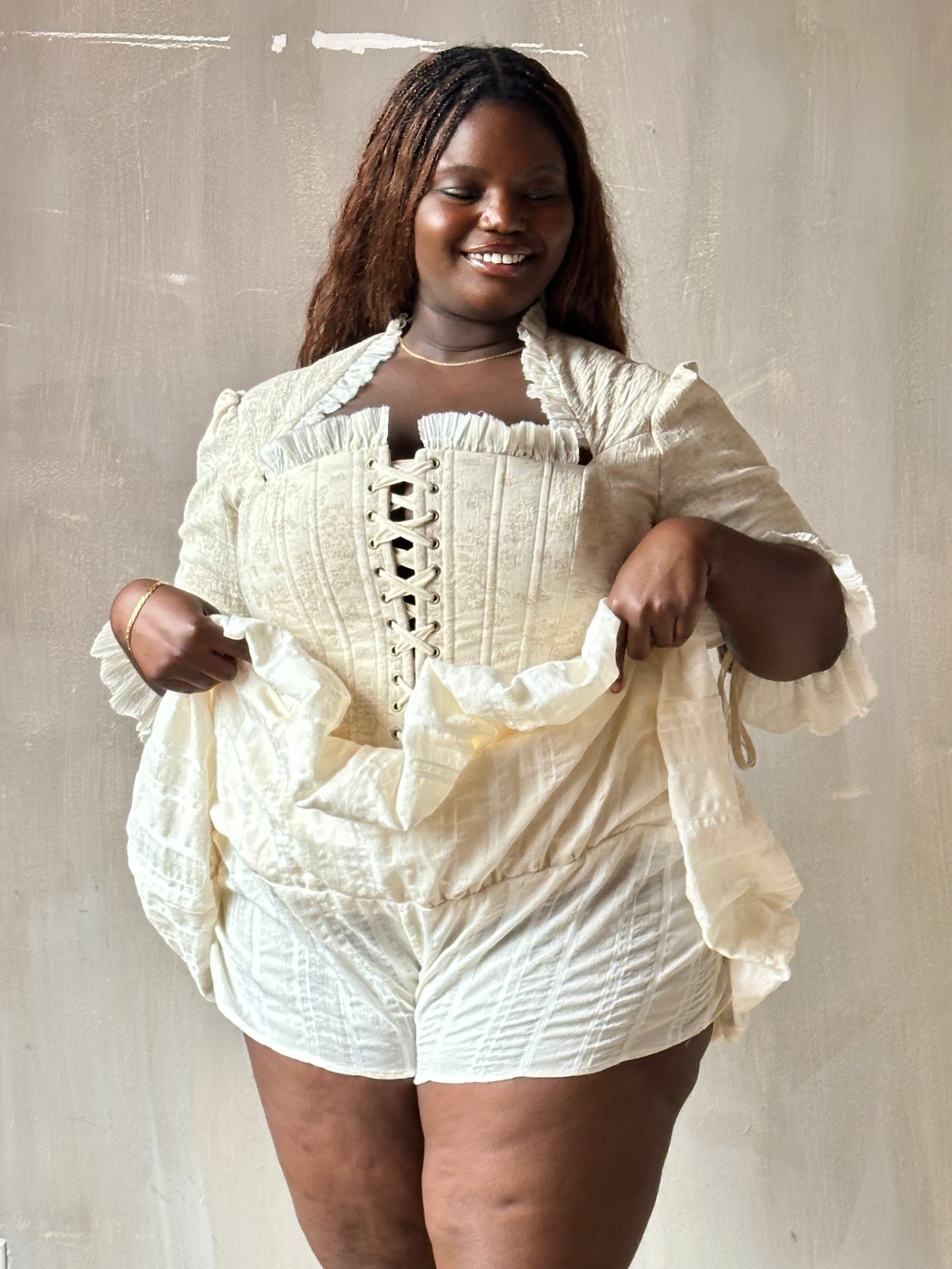 Spring '26: Bubble Skort in Ivory Jacquard Stripe (Pre-Order)