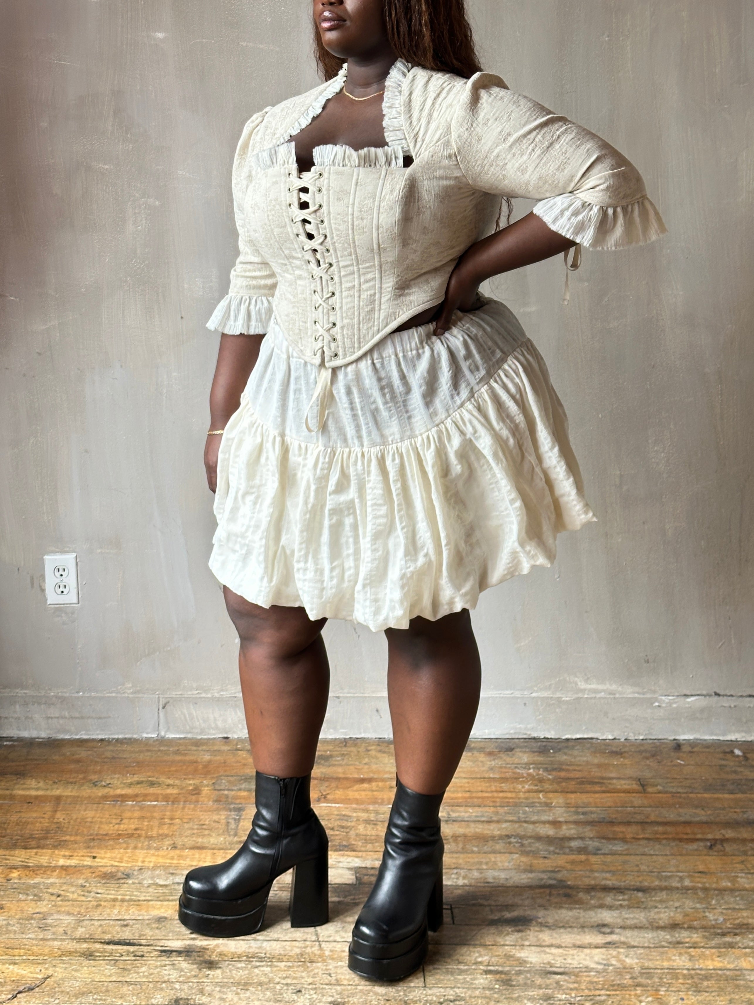 Spring '26: Bubble Skort in Ivory Jacquard Stripe (Pre-Order)