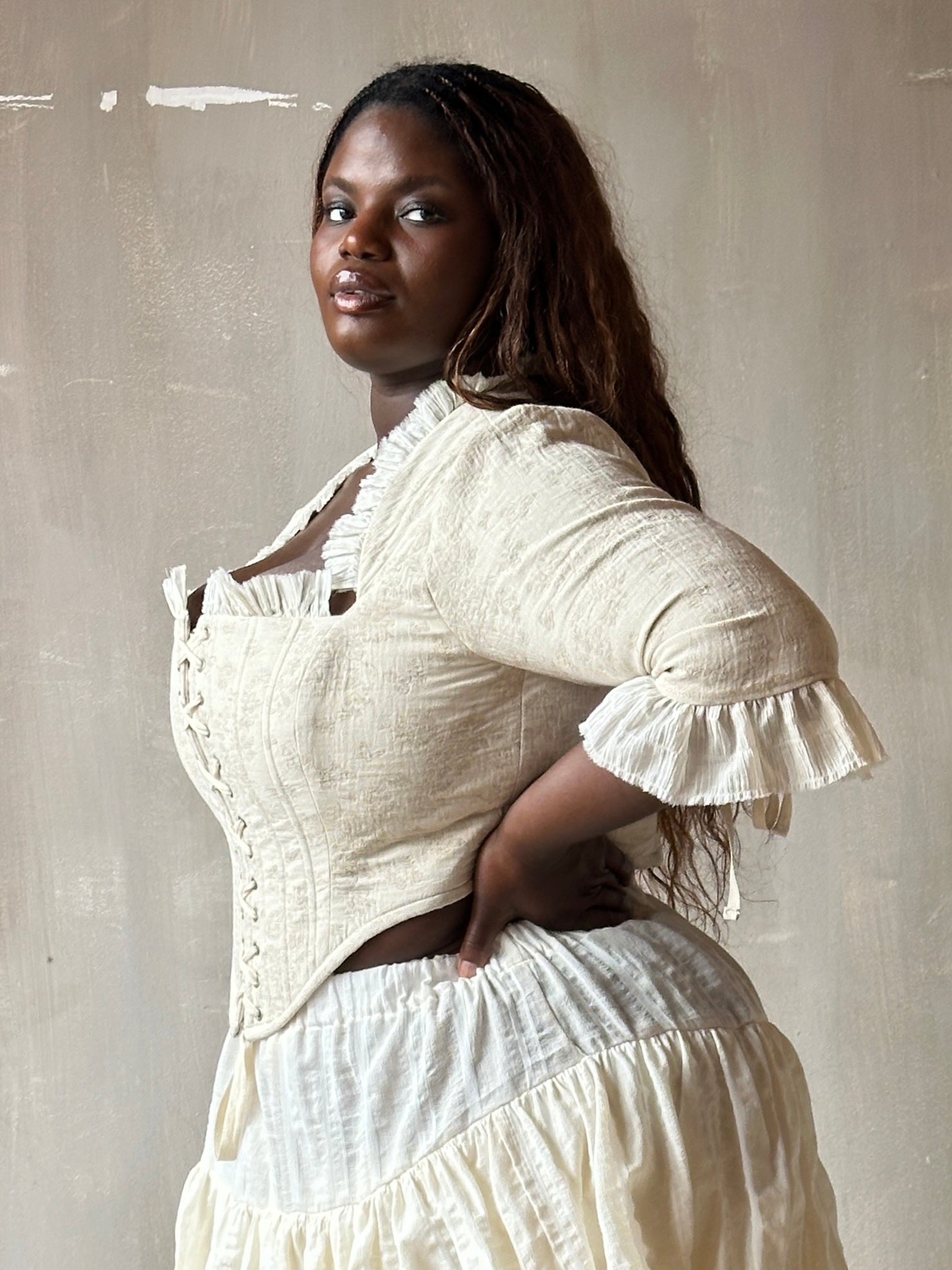Spring '26: Pastorale Bodice in Antique Floral Ivory Cotton (Pre-Order)