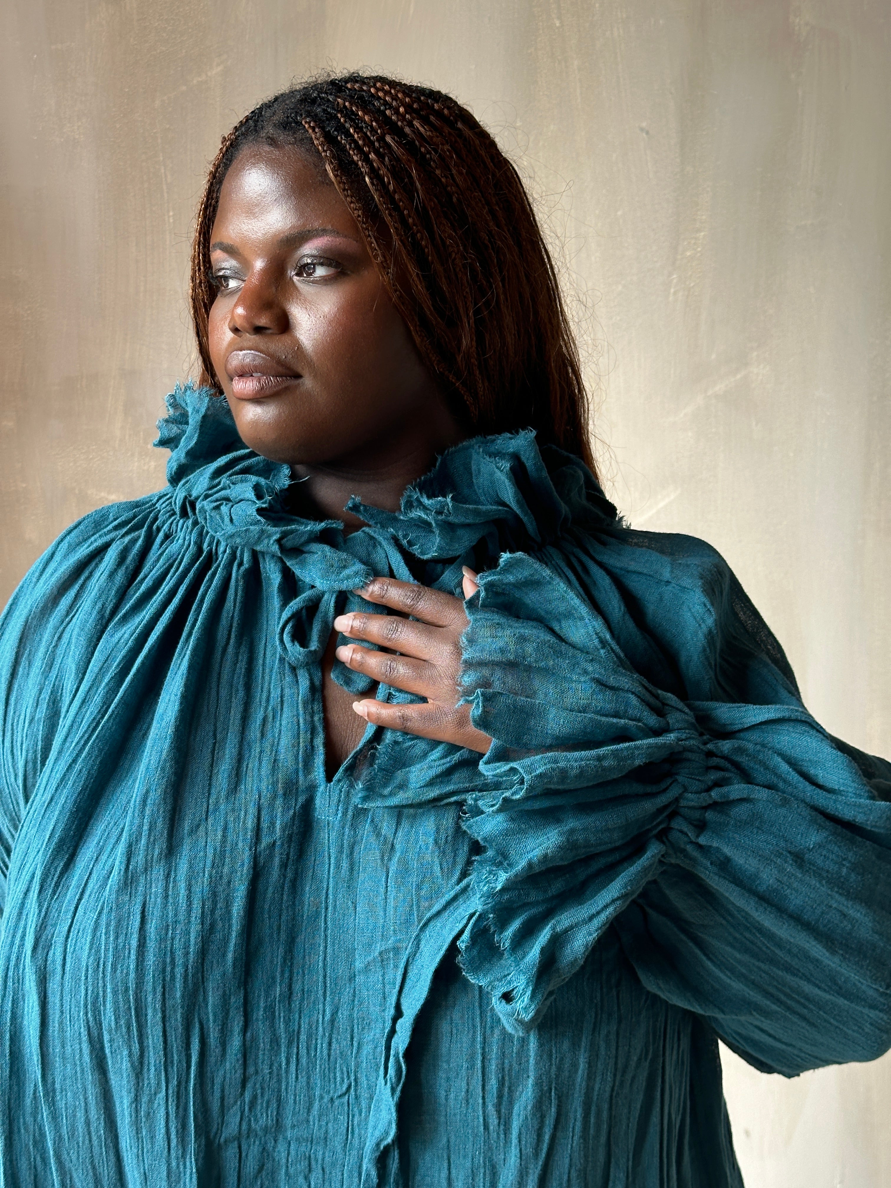 Spring '25: Ultra Maxi Alchemist Chemise in Teal Linen (Pre-Order)