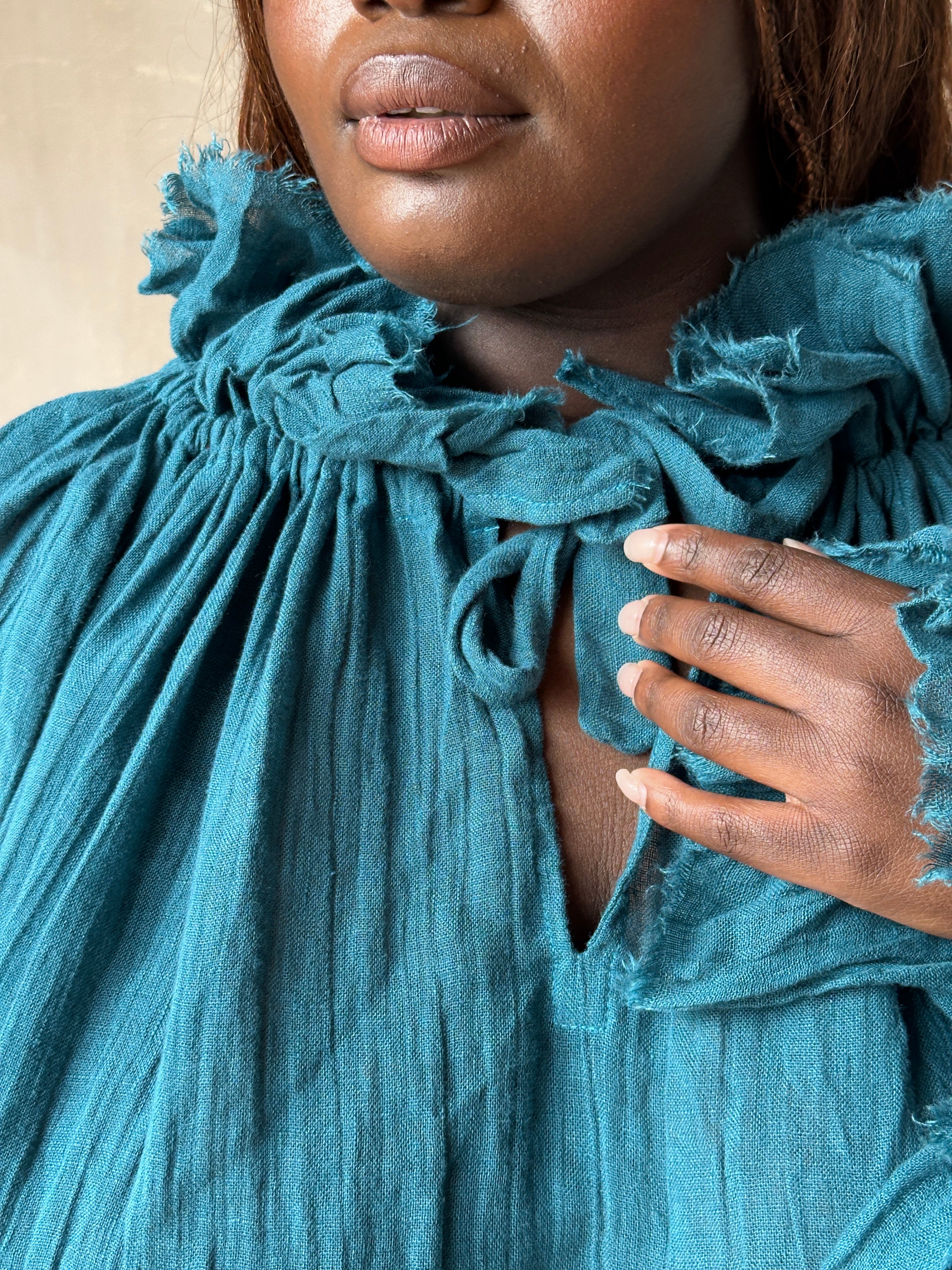 Spring '25: Ultra Maxi Alchemist Chemise in Teal Linen (Pre-Order)