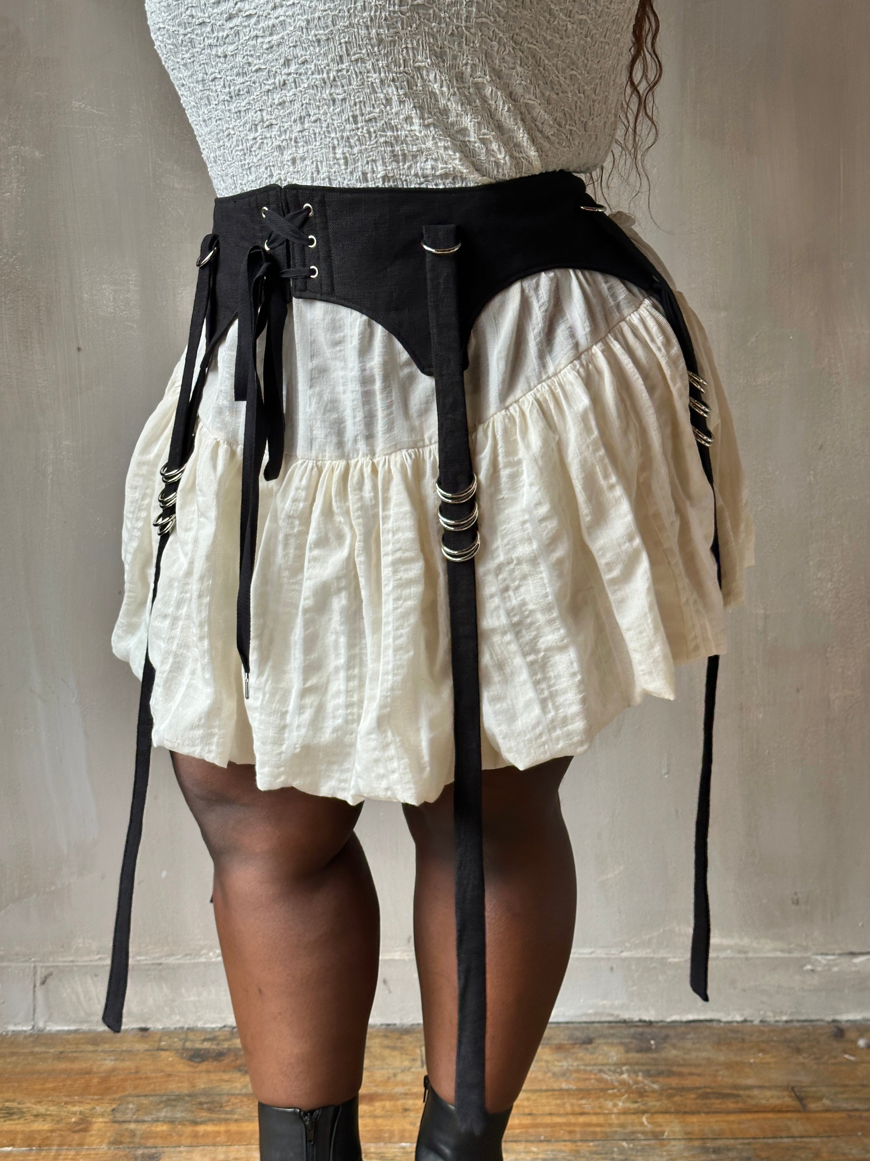 Spring '26: Four-Way Skirt Garter in Black Linen (In Stock)