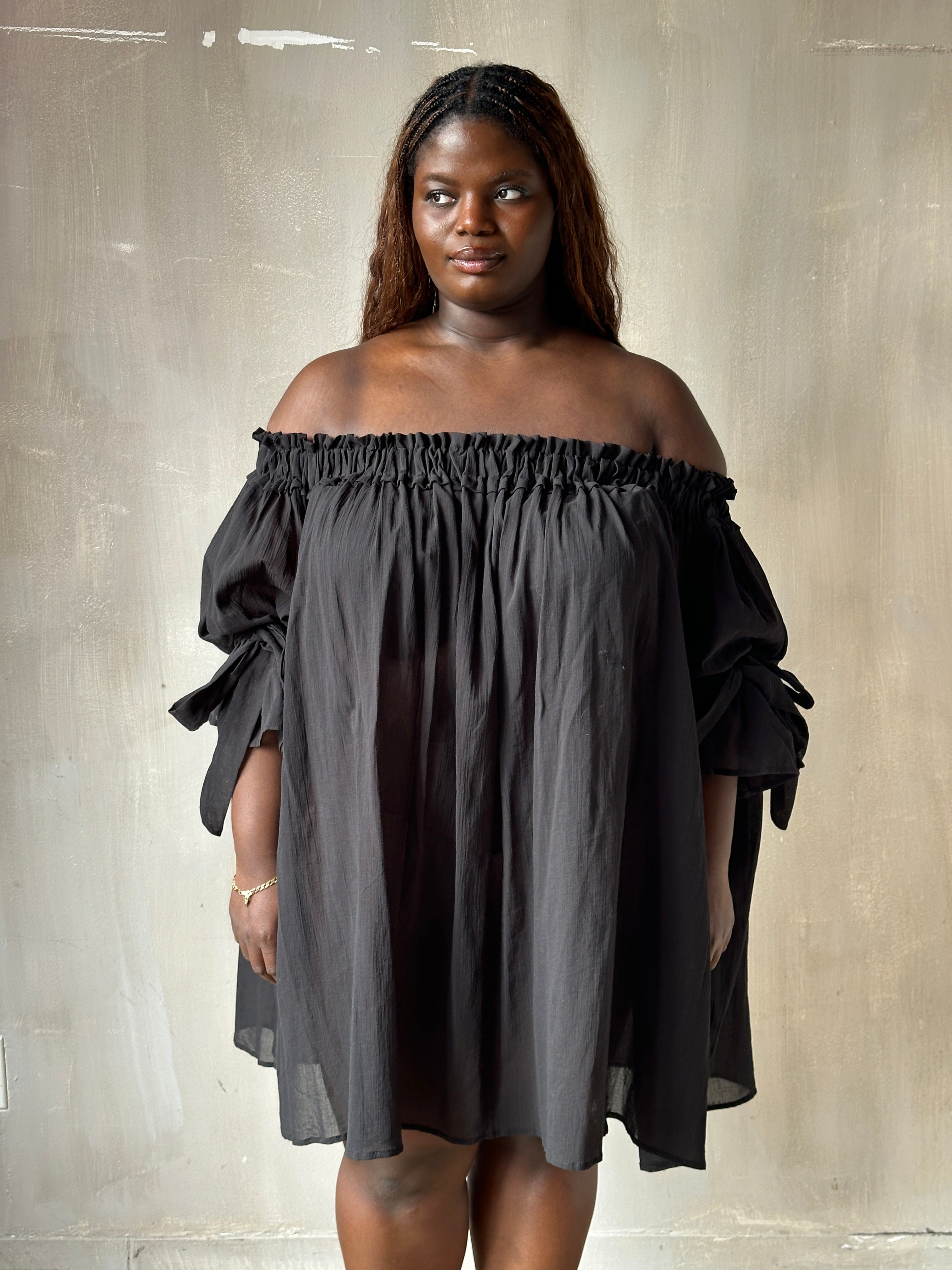 Spring '26: Paperbag Tunic in Black Cotton Voile (Pre-Order)