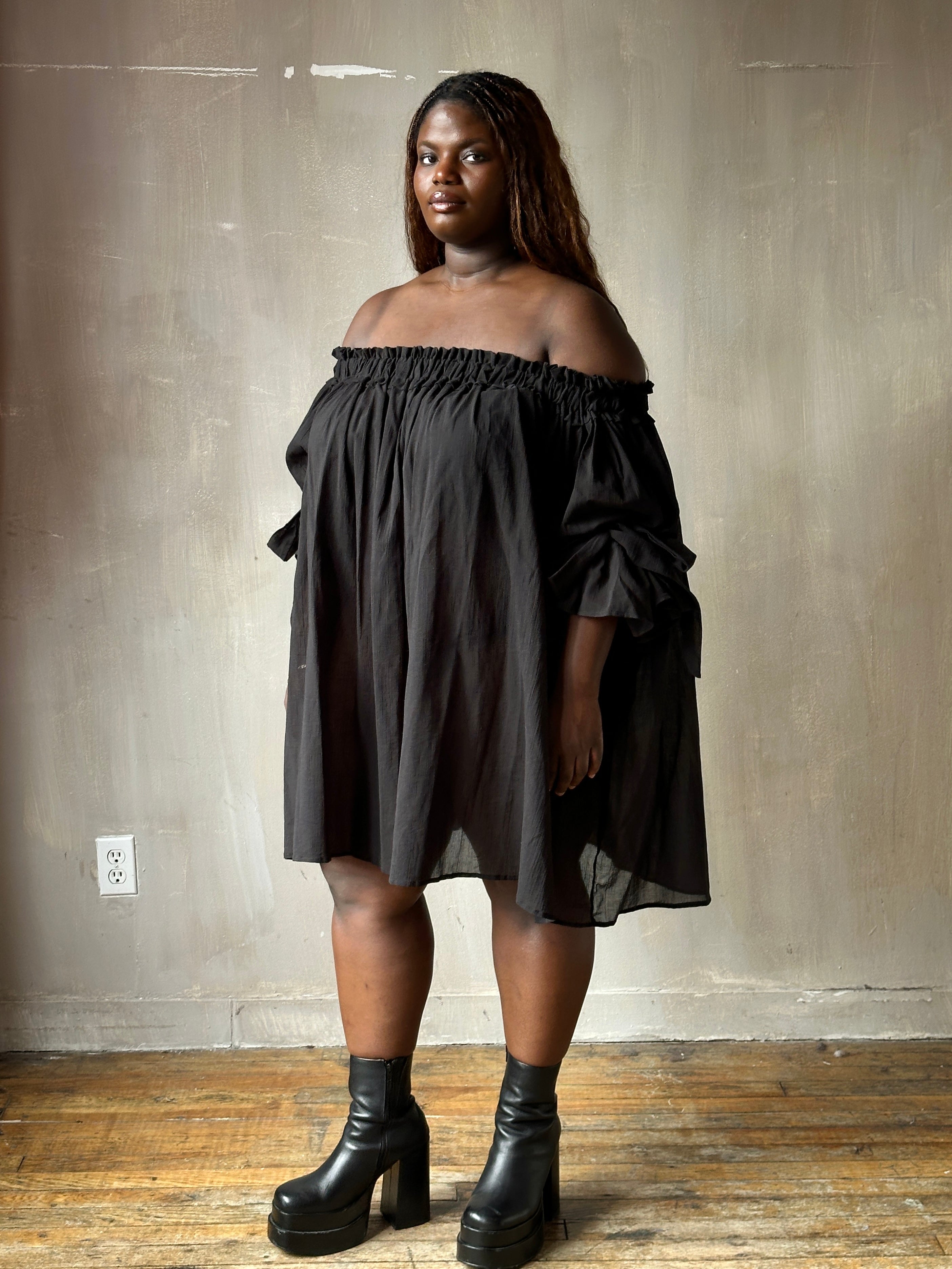 Spring '26: Paperbag Tunic in Black Cotton Voile (Pre-Order)