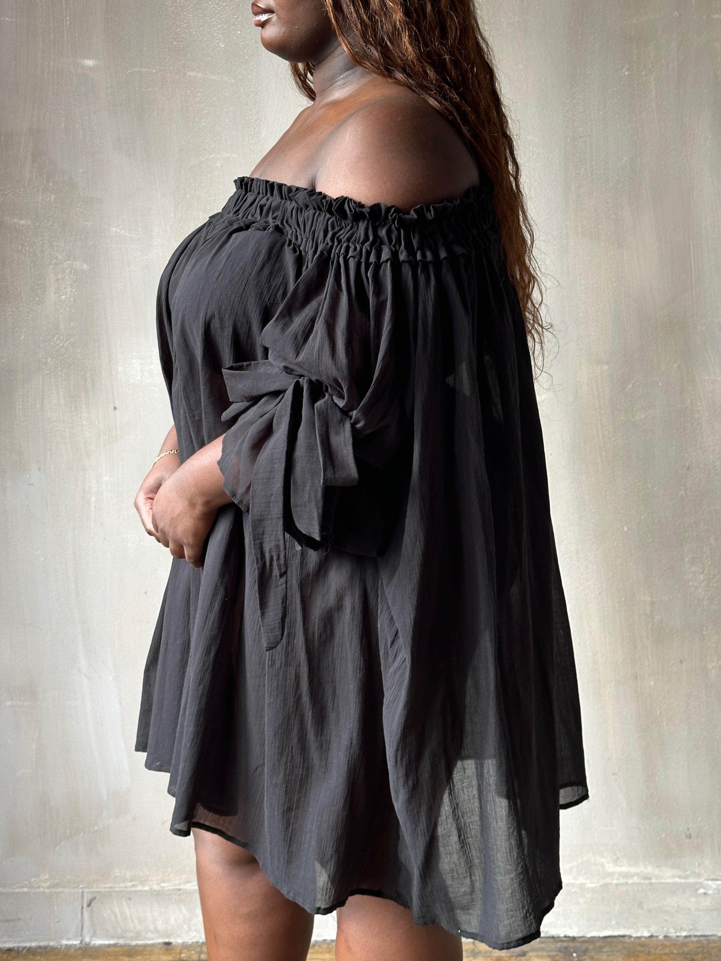 Spring '26: Paperbag Tunic in Black Cotton Voile (Pre-Order)