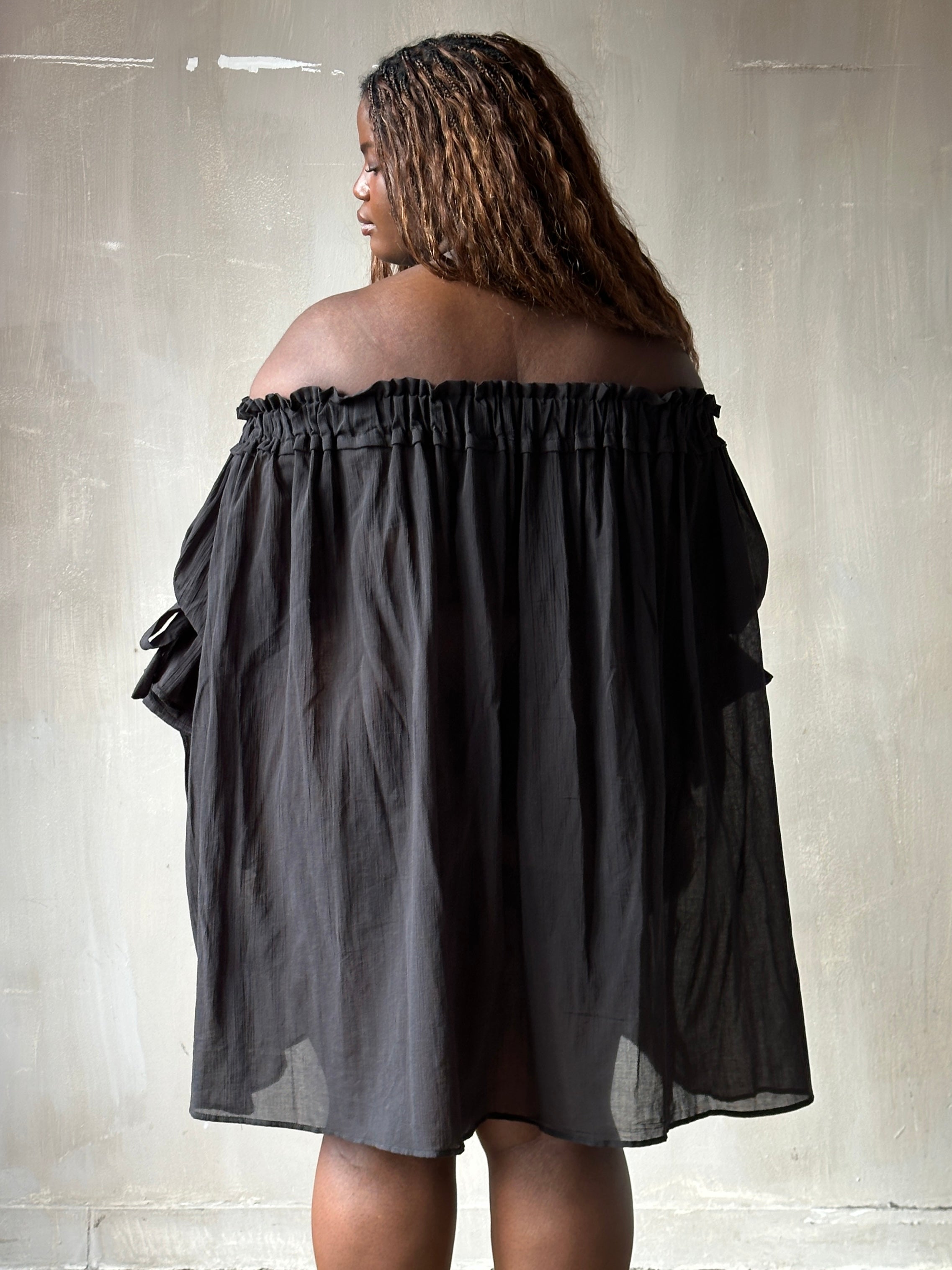 Spring '26: Paperbag Tunic in Black Cotton Voile (Pre-Order)