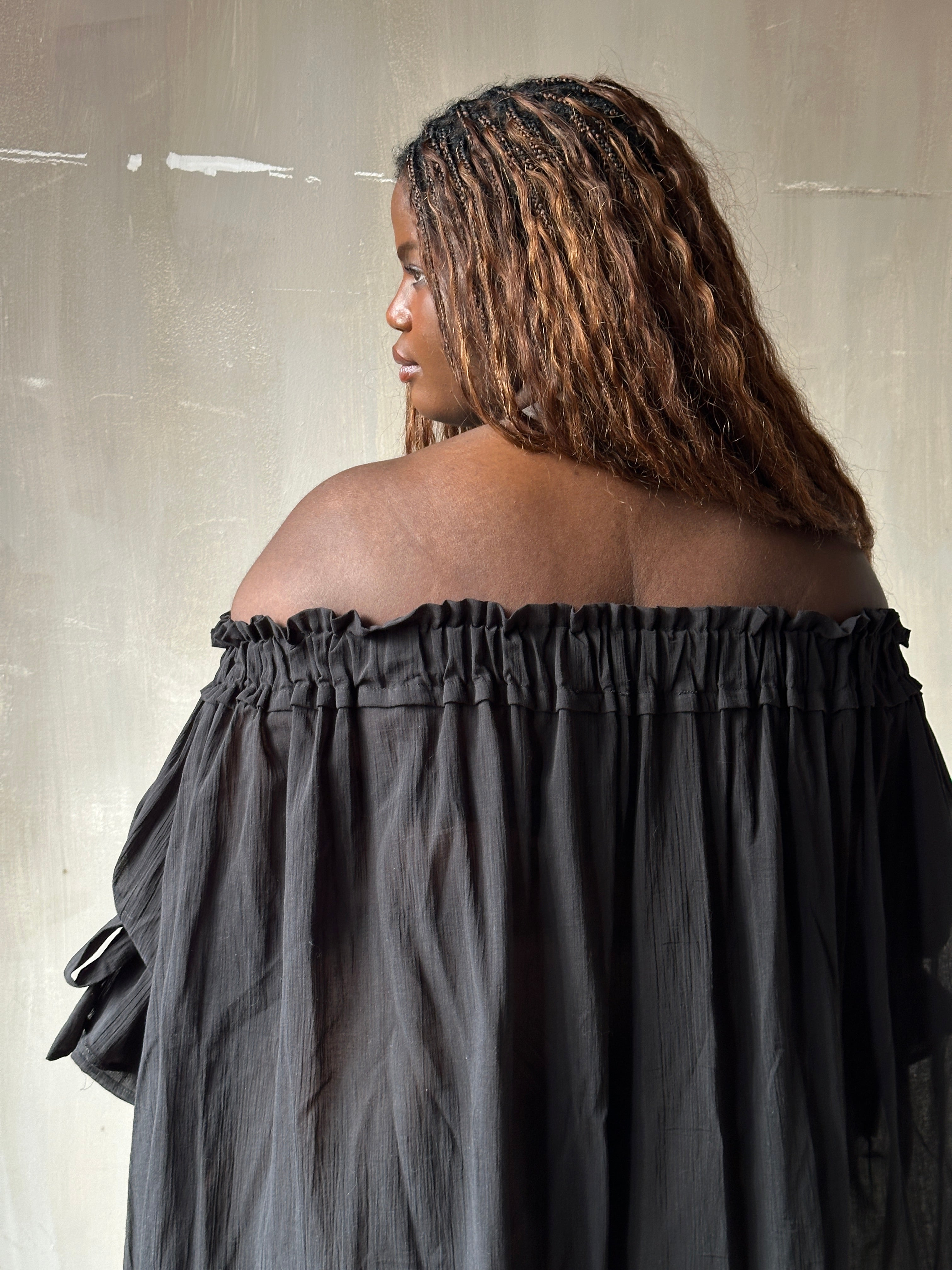 Spring '26: Paperbag Tunic in Black Cotton Voile (Pre-Order)