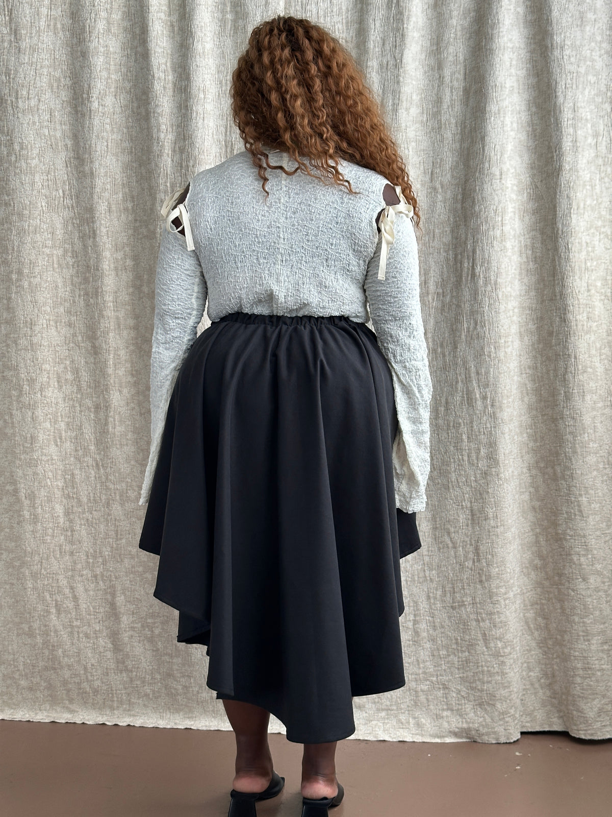 FW'26: Detached Long Sleeve Top in Textured Ivory Cotton (Pre-Order)