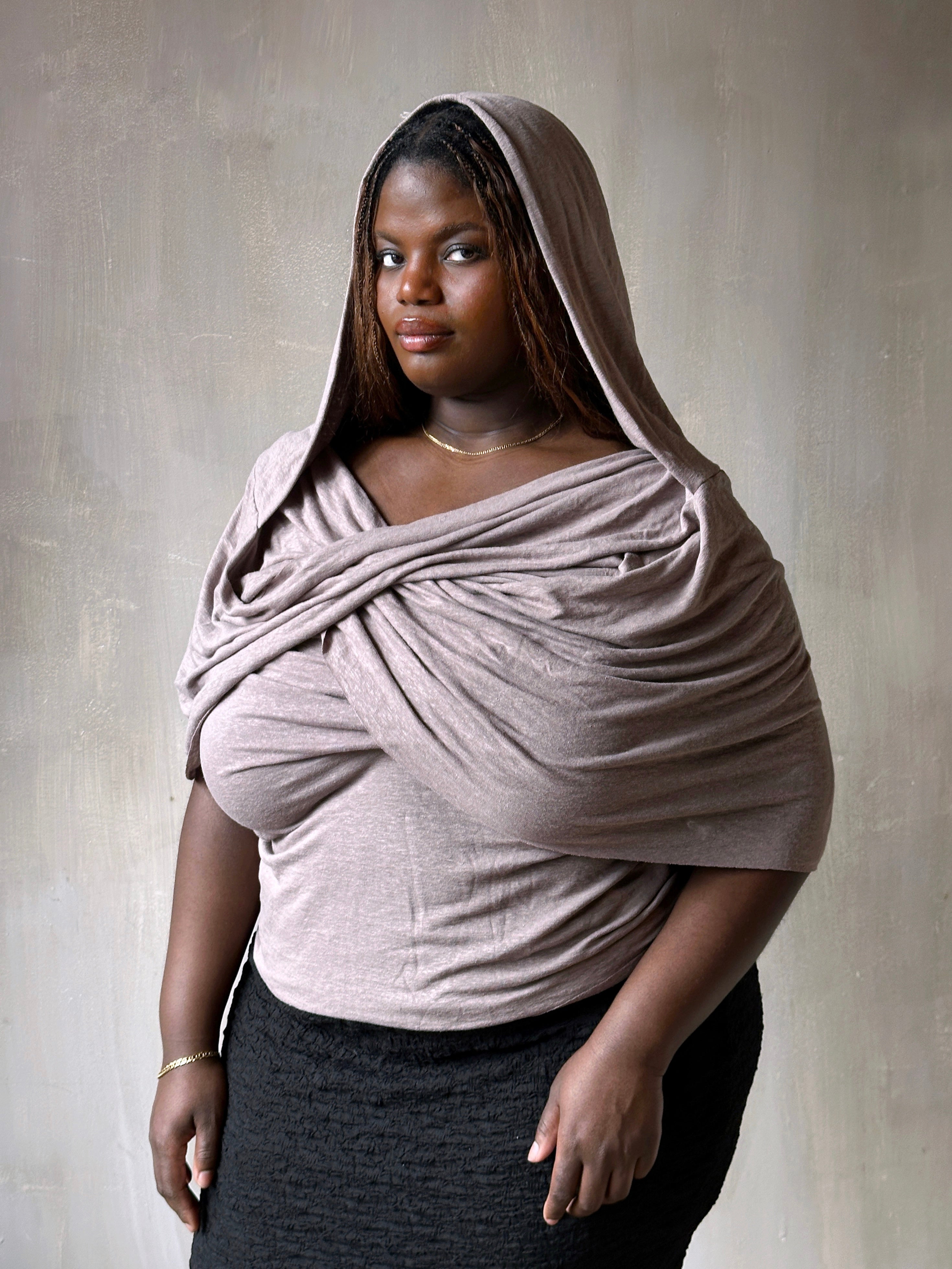 Spring '26: Mythic Cowl in "Moon Dust" Linen Jersey (Pre-Order)