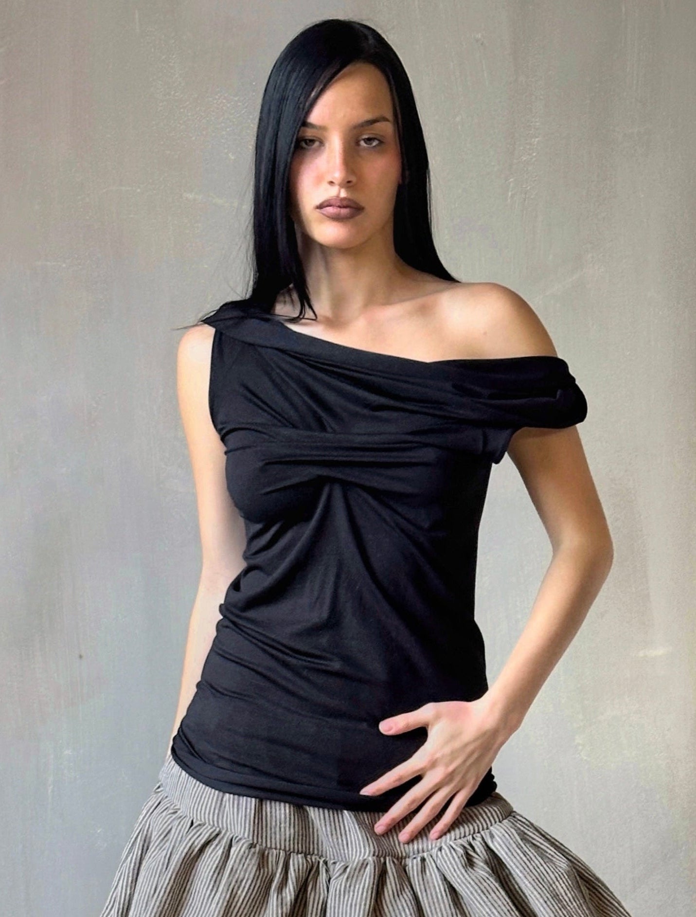 Spring '26 Reissue: "Undulate" Reversible Top w/ Cap Sleeves in Bamboo Jersey (In-Stock)